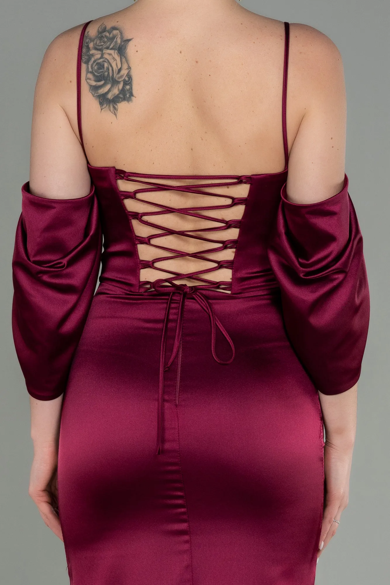 Fuchsia-Midi Satin Invitation Dress ABK1676