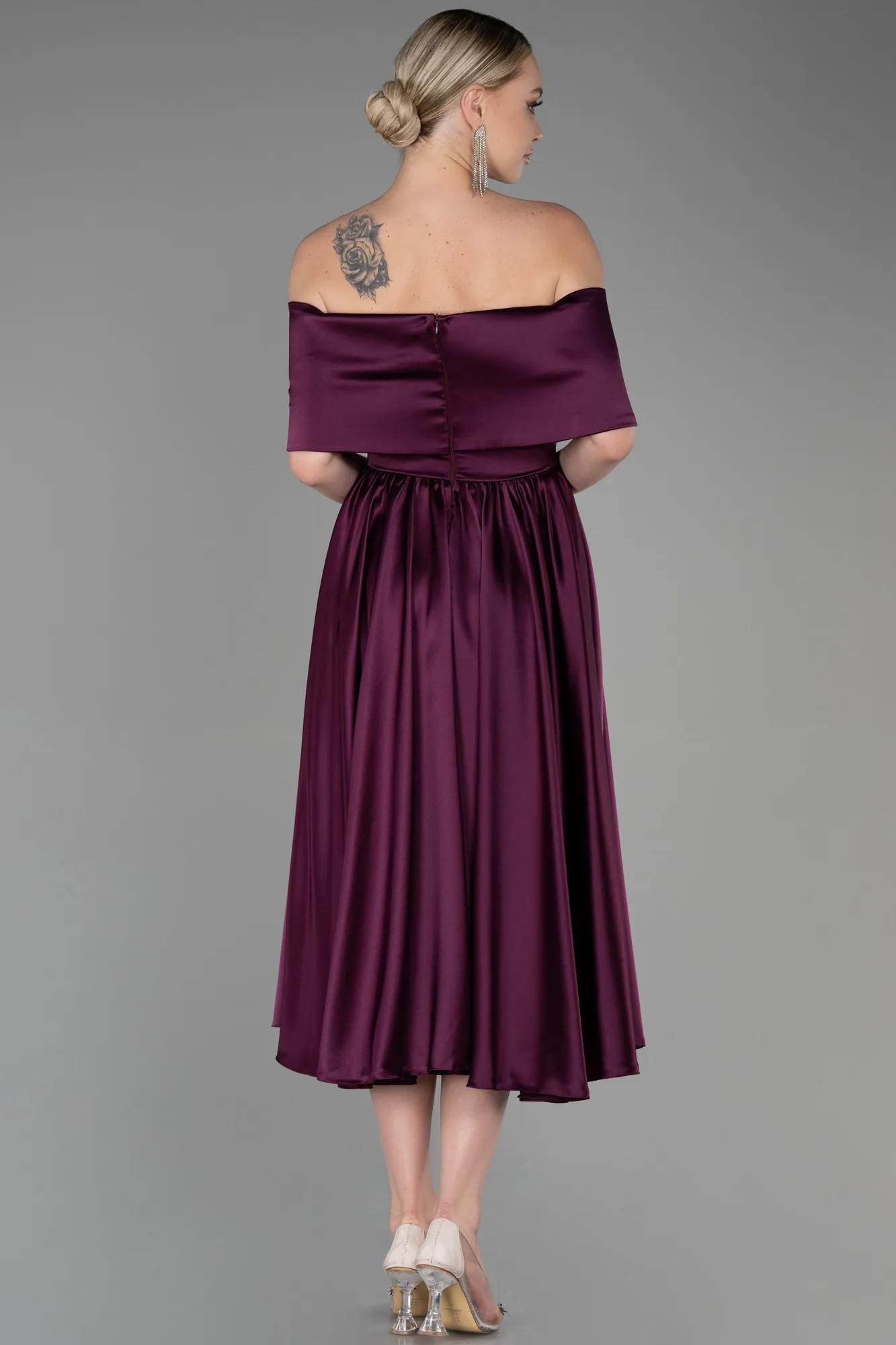 Fuchsia-Midi Satin Night Dress ABK1846