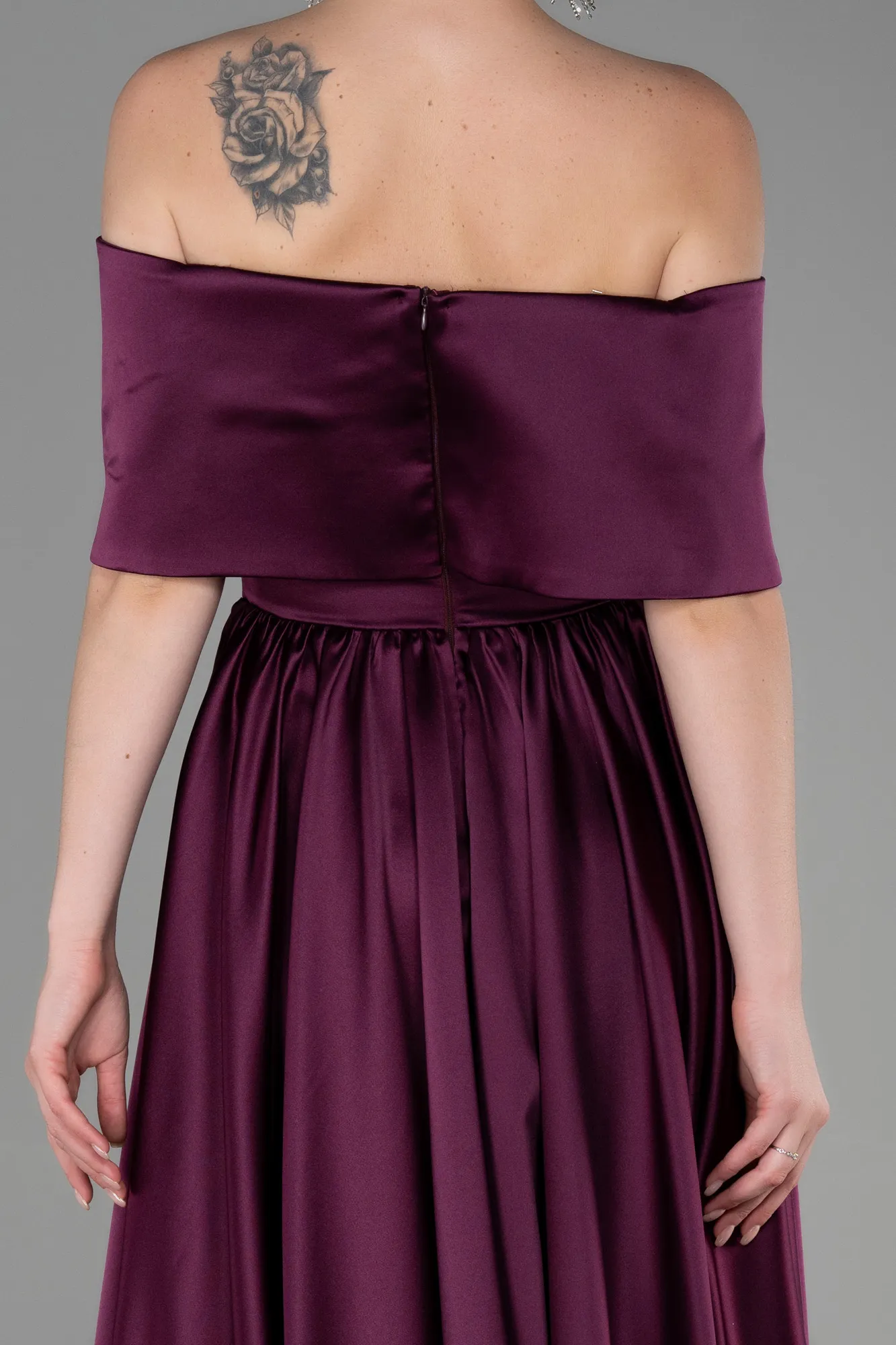 Fuchsia-Midi Satin Night Dress ABK1846