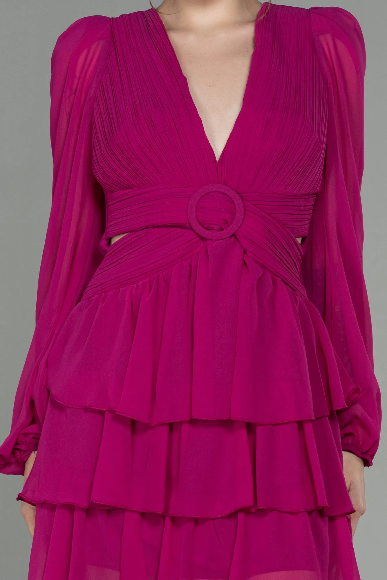 Fuchsia-Mini Chiffon Invitation Dress ABK1899