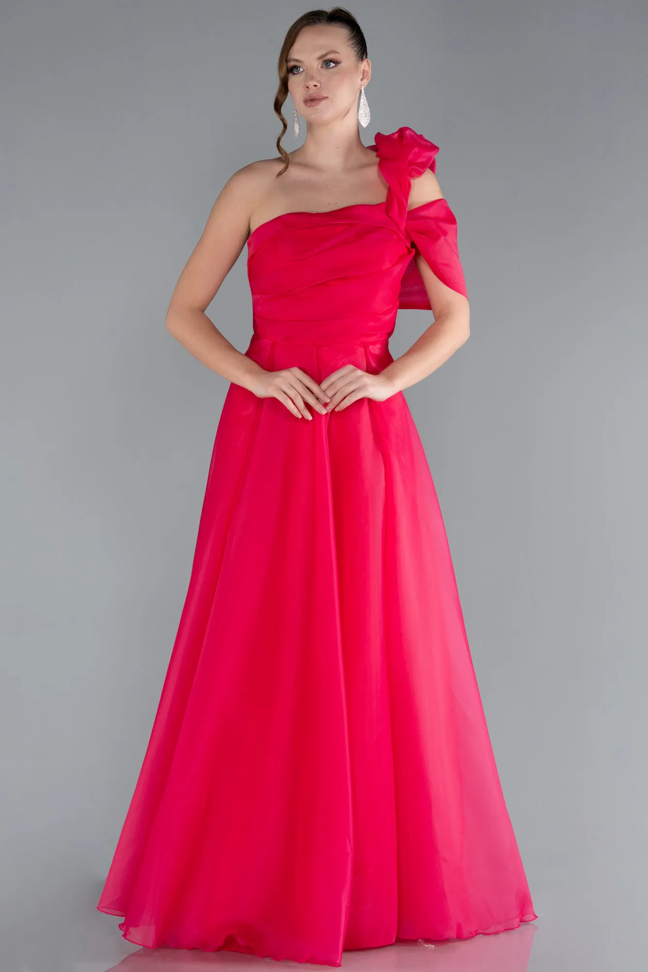 Fuchsia-One Shoulder Long Prom Dress ABU4727