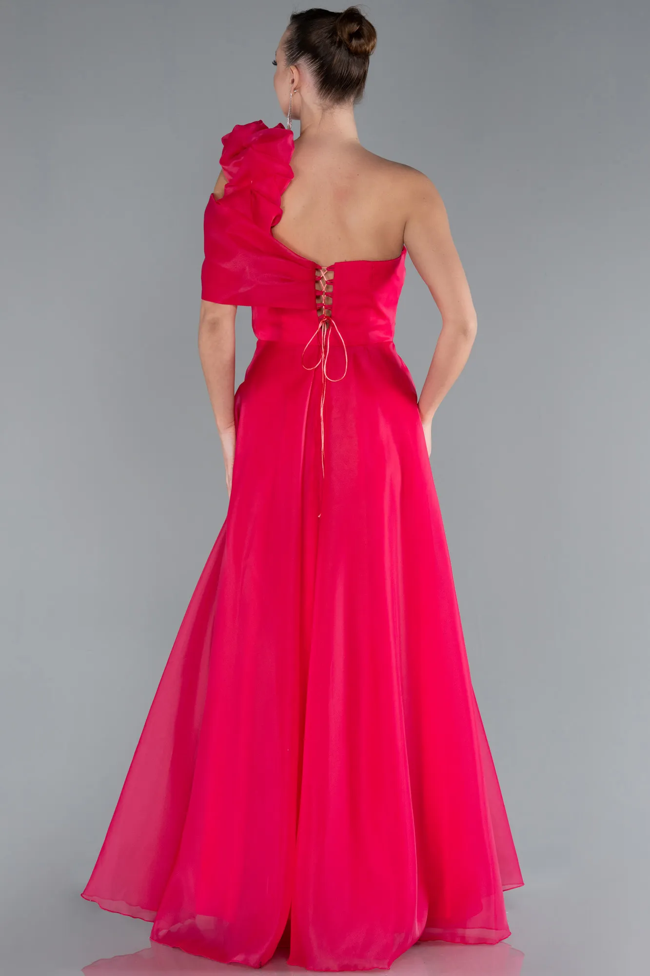 Fuchsia-One Shoulder Long Prom Dress ABU4727