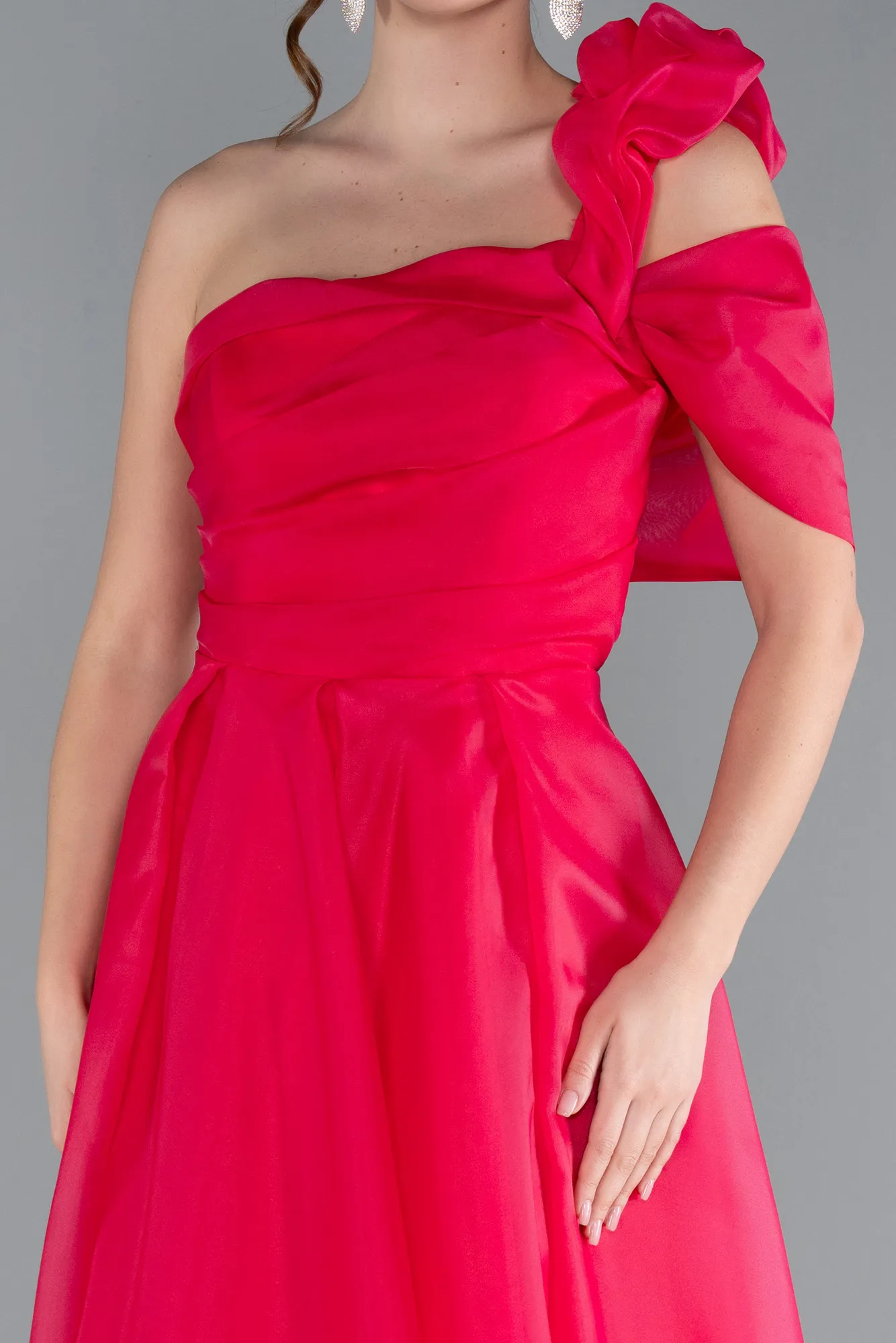 Fuchsia-One Shoulder Long Prom Dress ABU4727