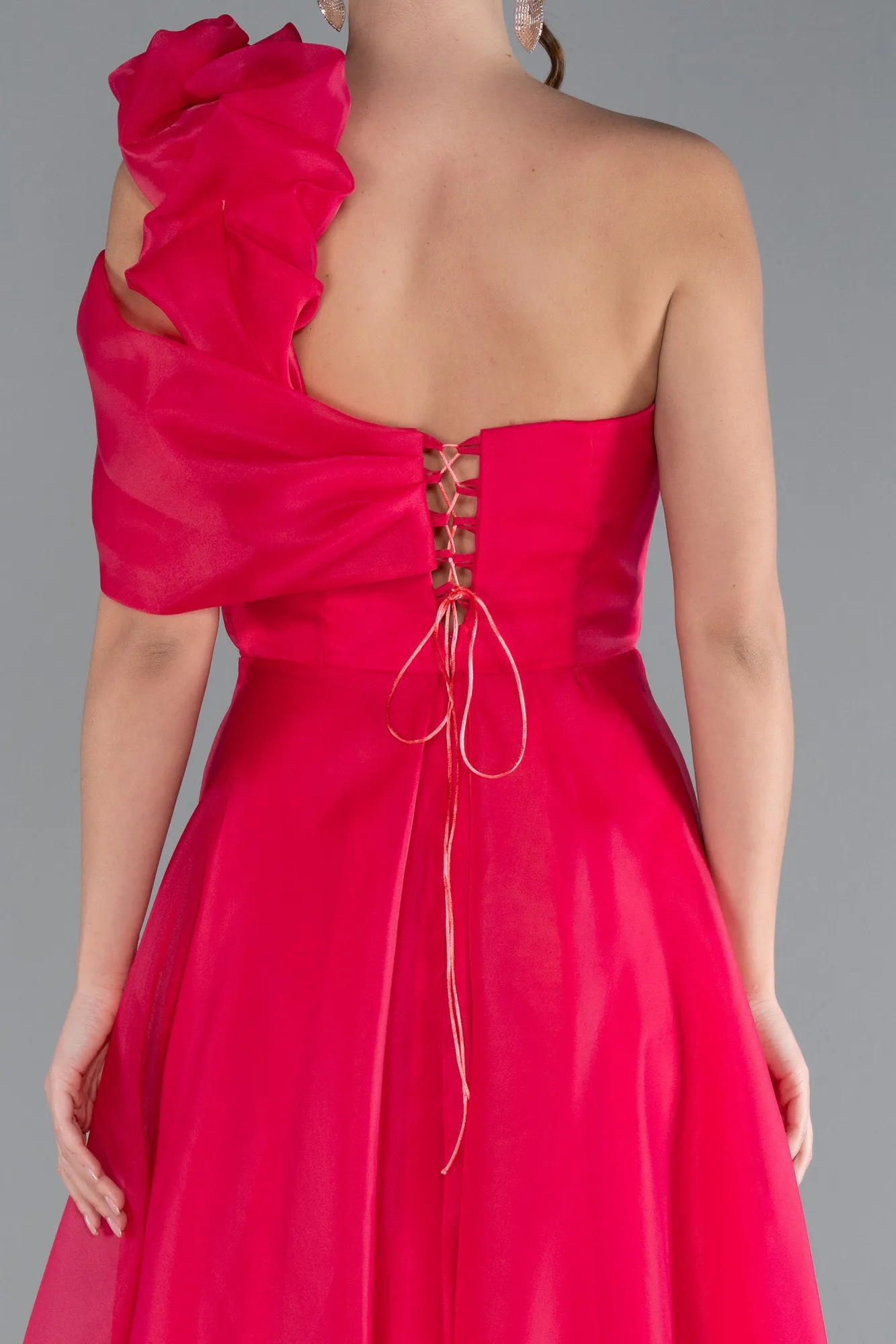 Fuchsia-One Shoulder Long Prom Dress ABU4727