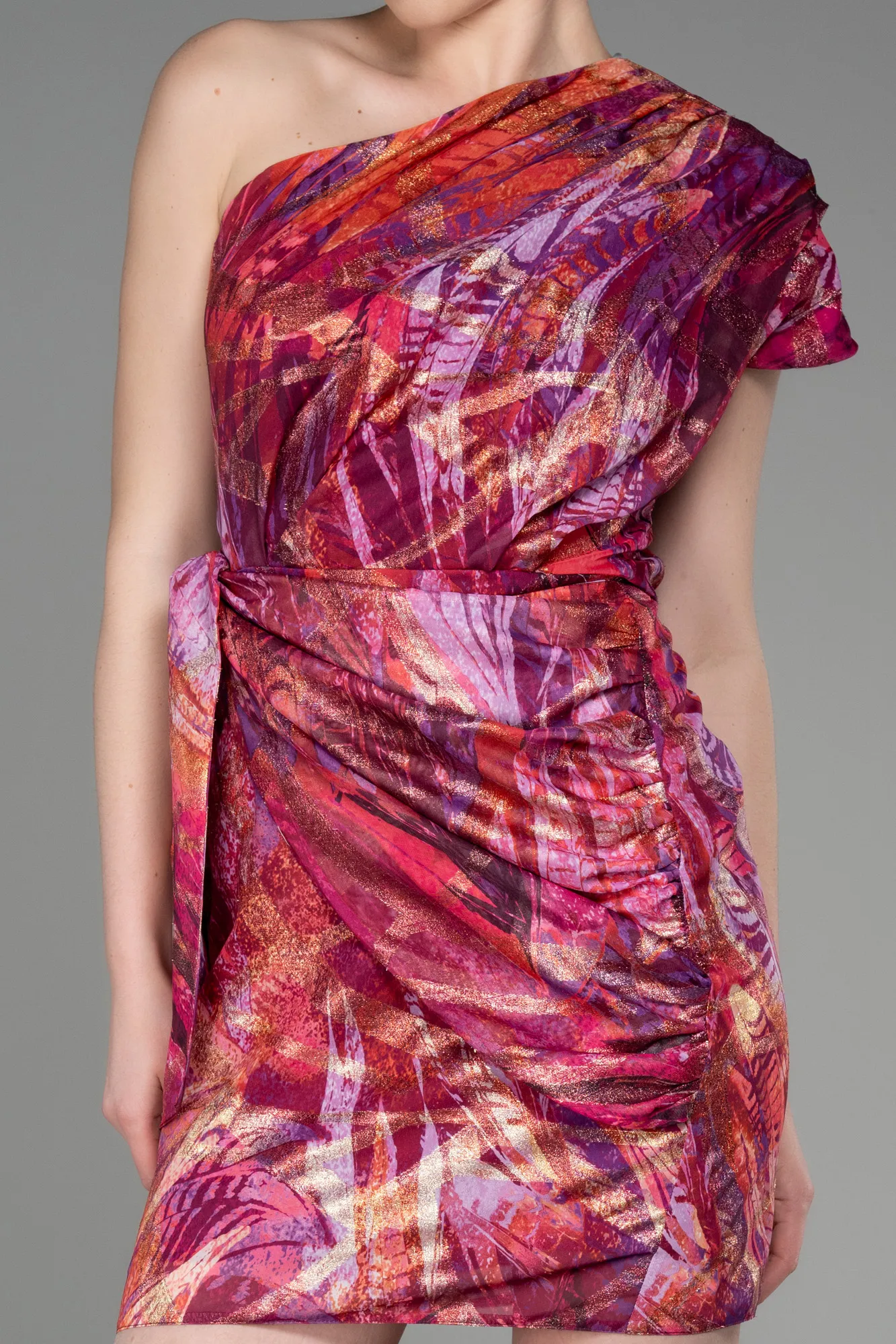 Fuchsia-Short Chiffon Cocktail Dress ABK2008