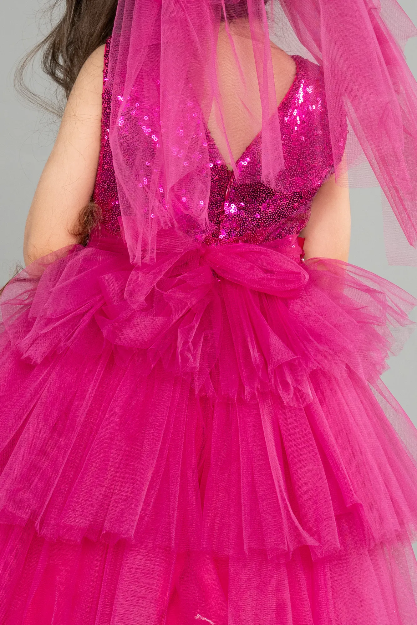 Fuchsia-Short Girl Dress ABK1190