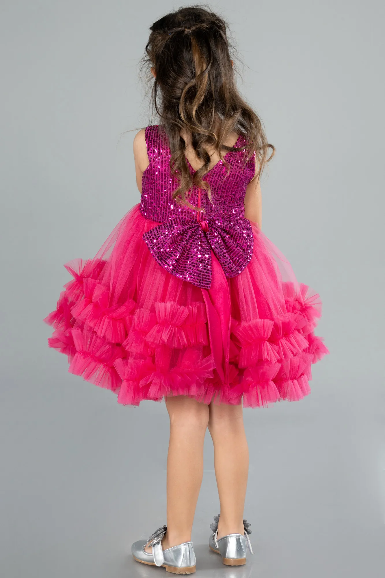 Fuchsia-Short Girl Dress ABK2066