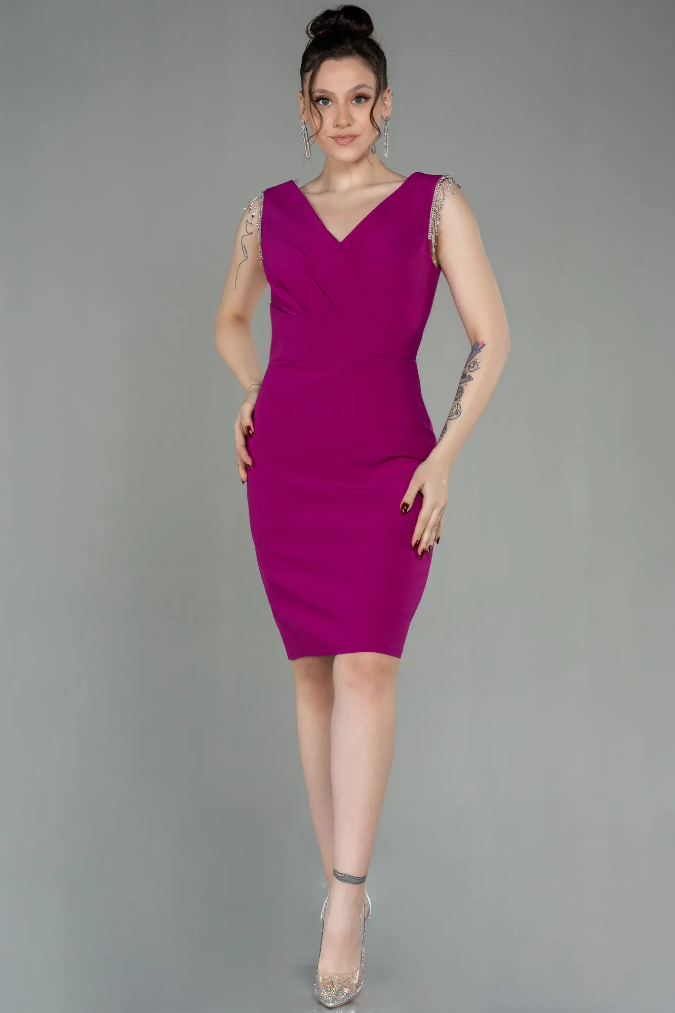 Fuchsia-Short Invitation Dress ABK1666