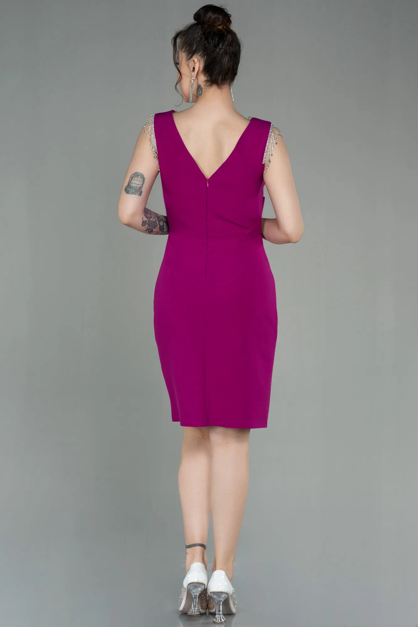 Fuchsia-Short Invitation Dress ABK1666