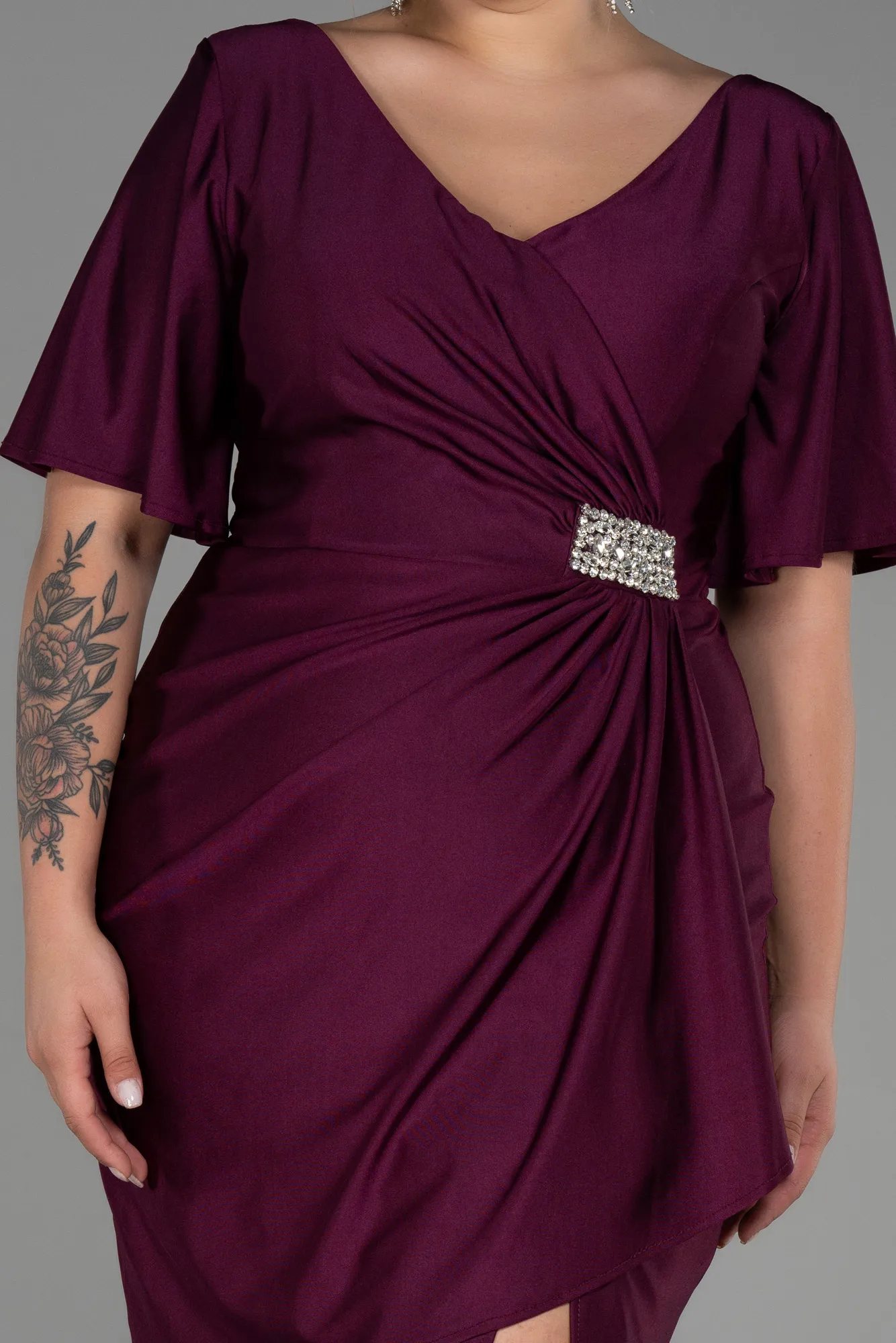 Fuchsia-Short Plus Size Evening Dress ABK1824