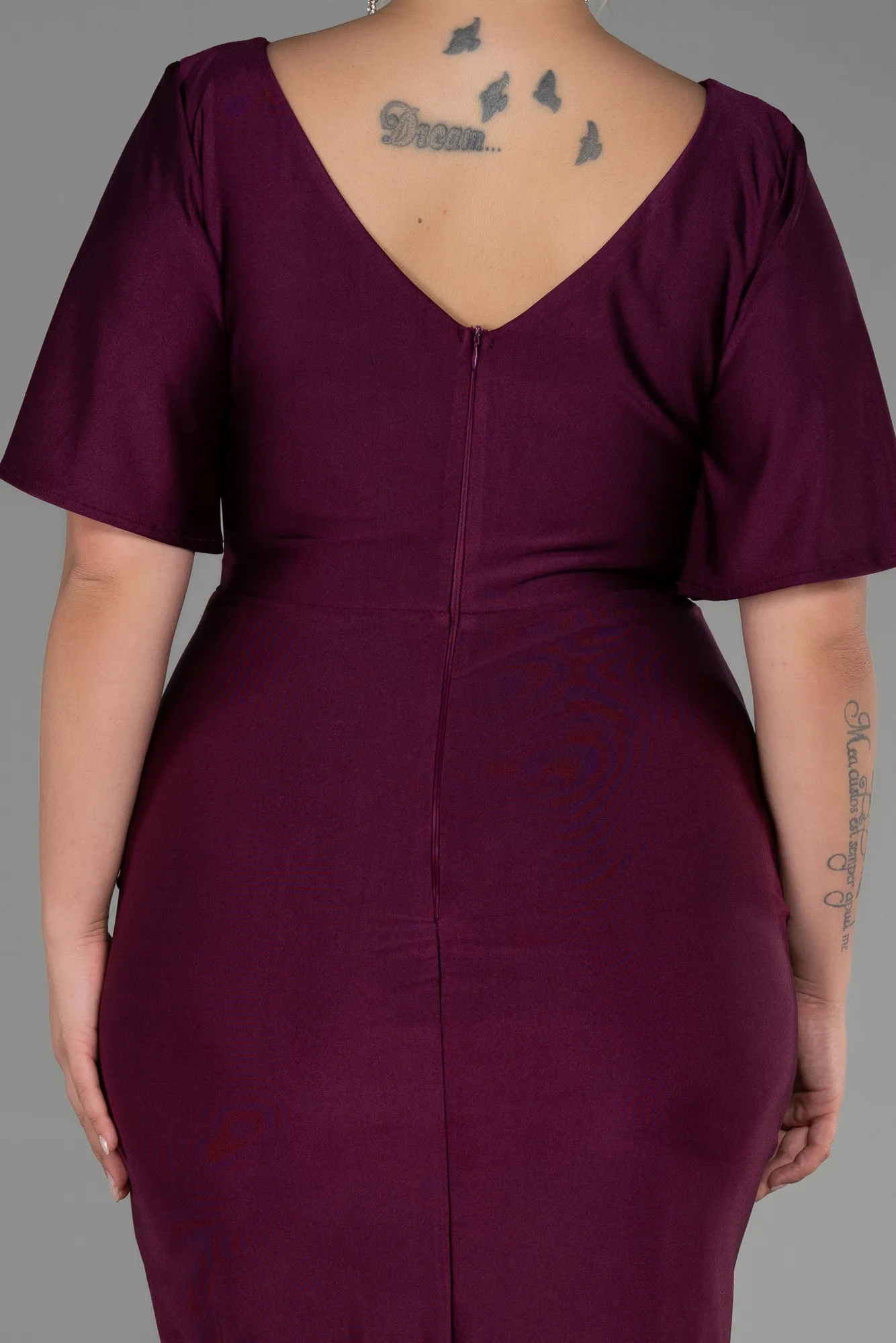 Fuchsia-Short Plus Size Evening Dress ABK1824