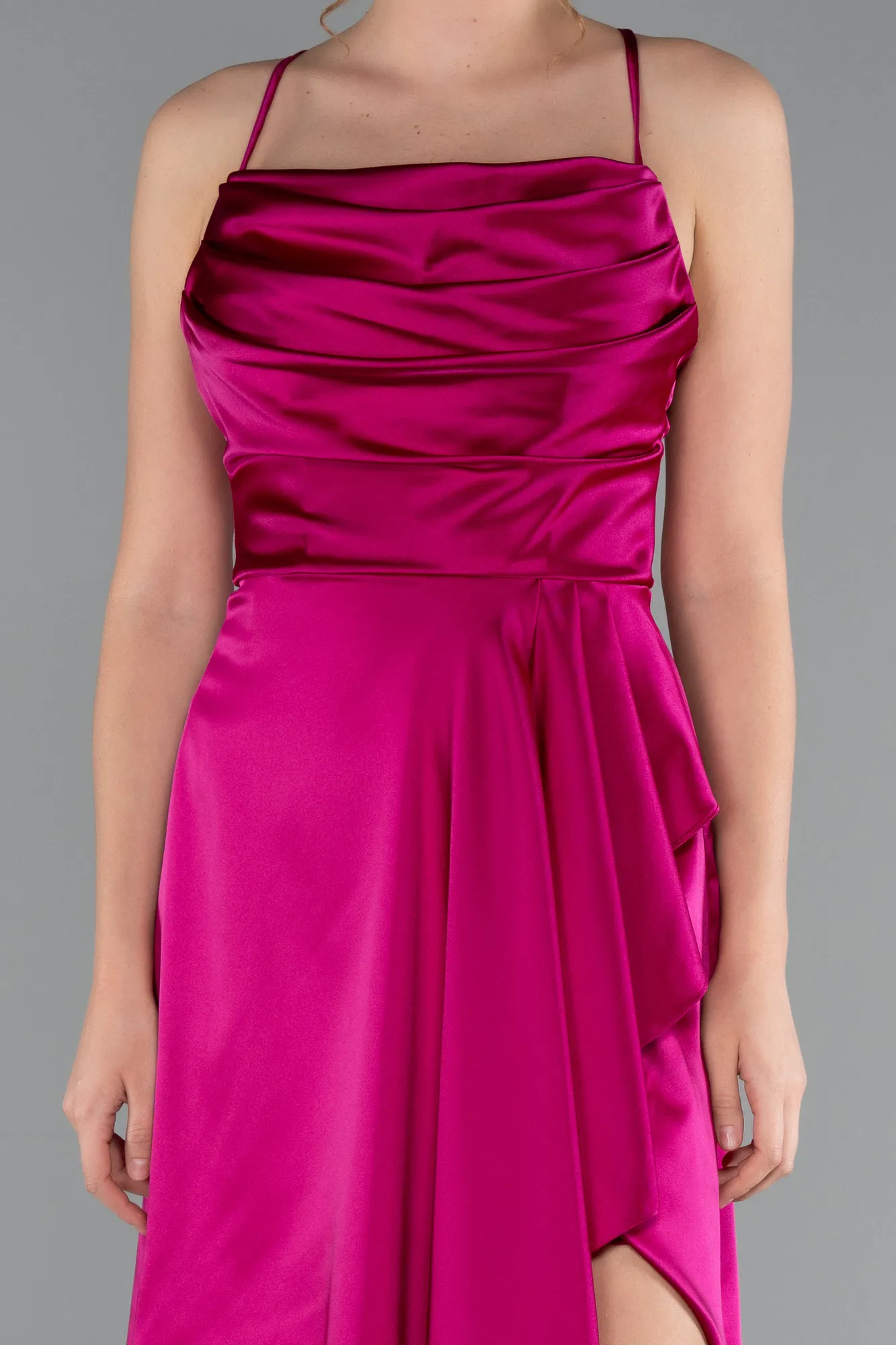 Fuchsia-Short Satin Cocktail Dress ABK2366