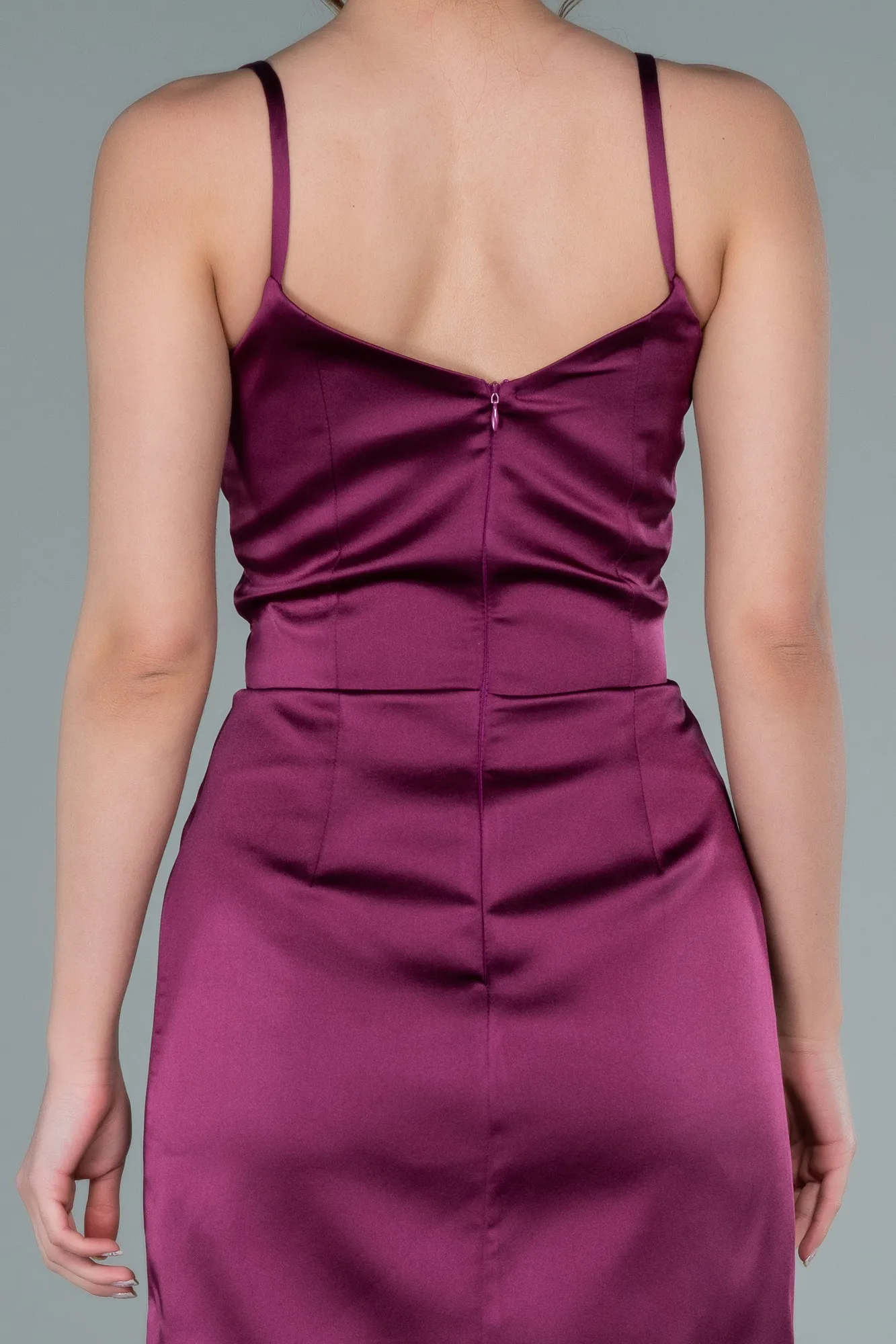 Fuchsia-Short Satin Invitation Dress ABK1081