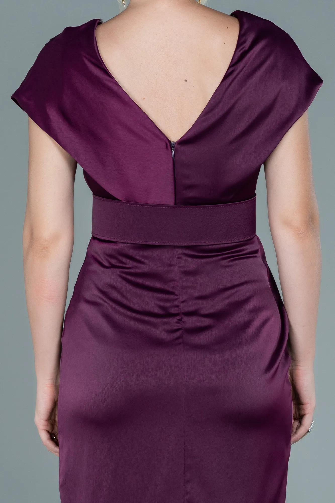 Fuchsia-Short Satin Invitation Dress ABK1107