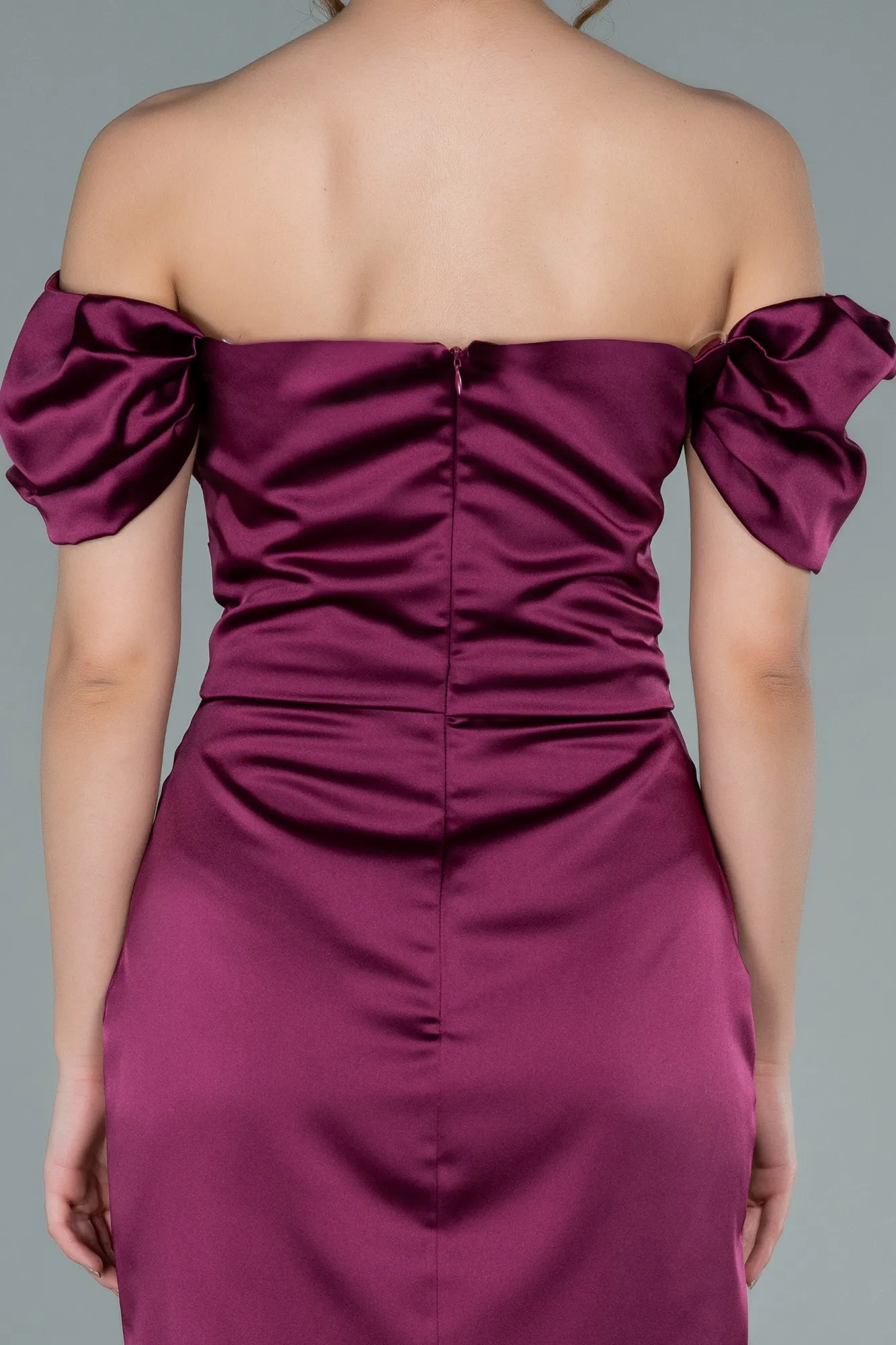 Fuchsia-Short Satin Invitation Dress ABK1394
