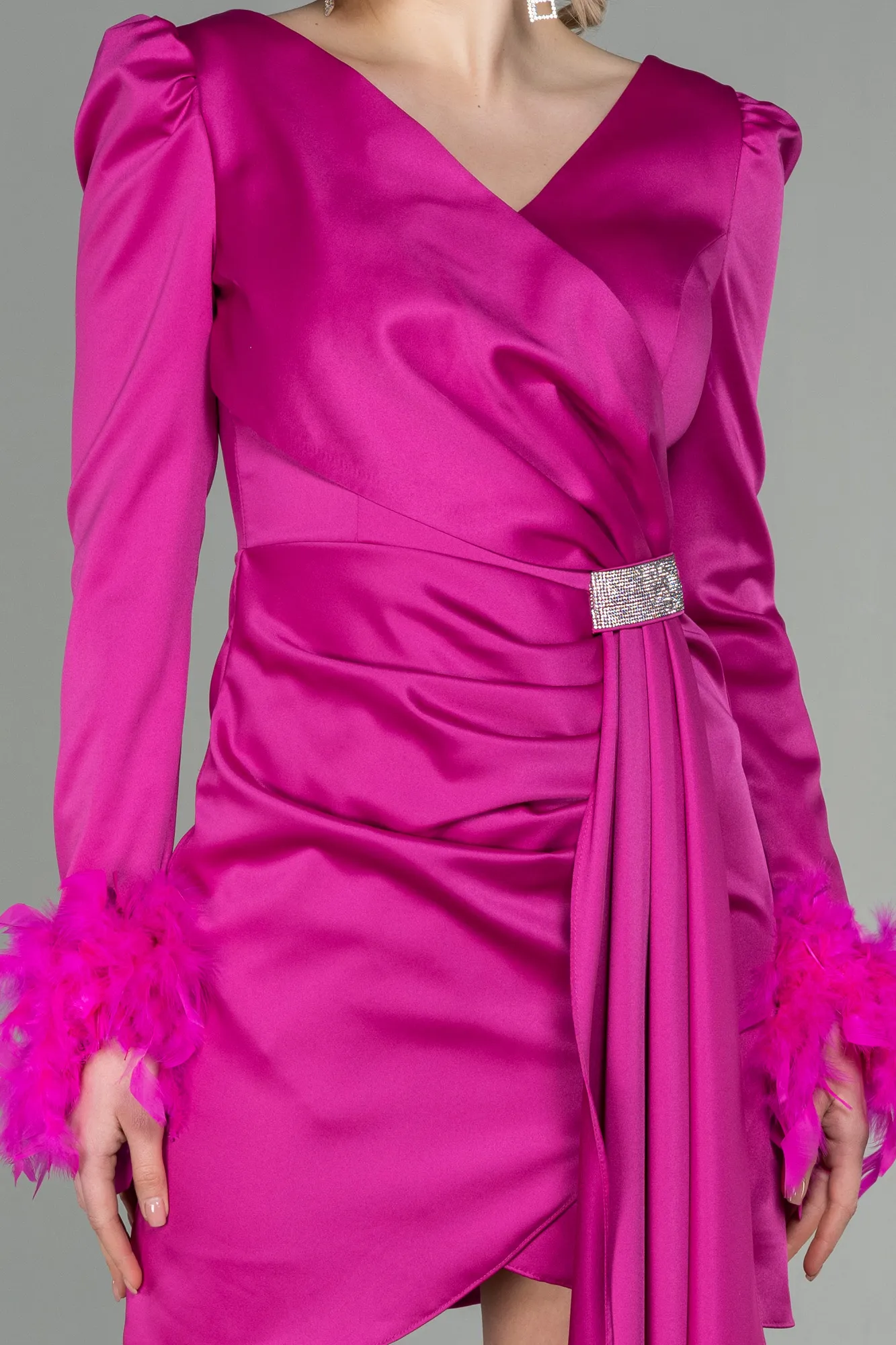 Fuchsia-Short Satin Invitation Dress ABU2902