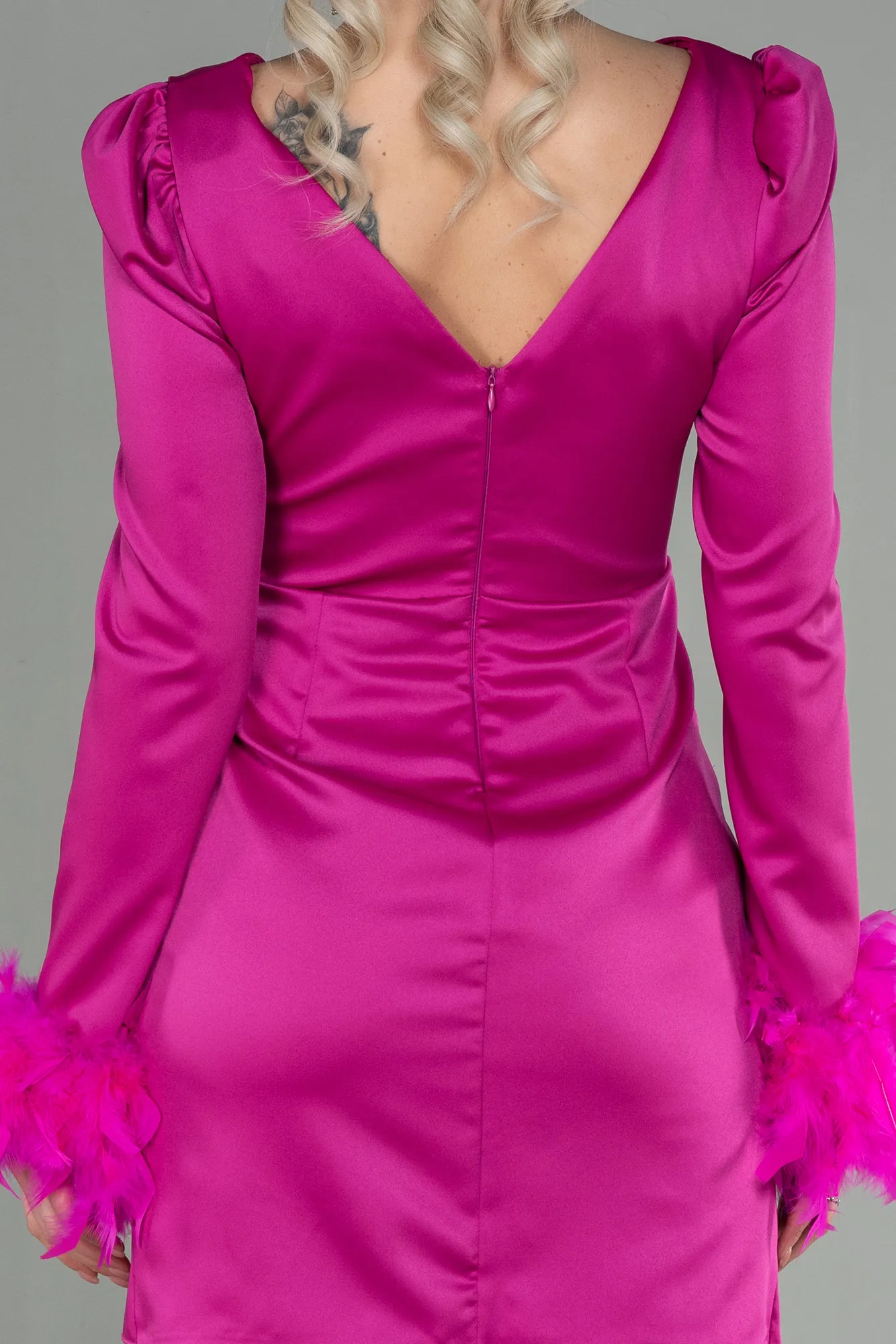 Fuchsia-Short Satin Invitation Dress ABU2902