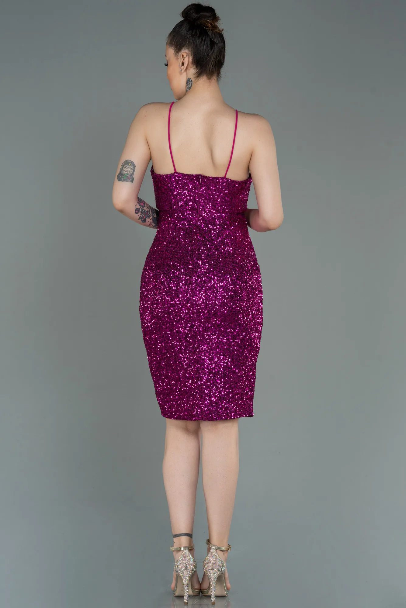 Fuchsia-Short Scaly Invitation Dress ABK1763