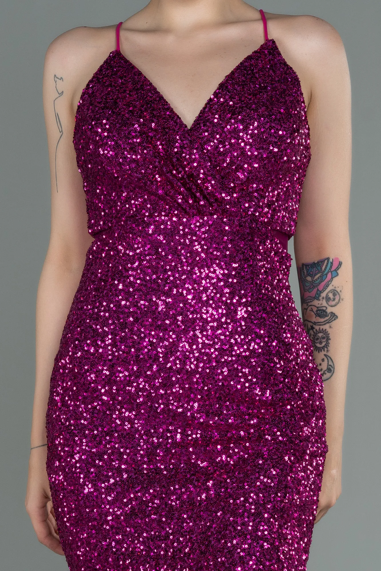 Fuchsia-Short Scaly Invitation Dress ABK1763