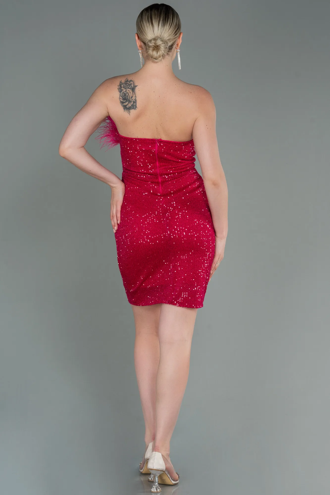 Fuchsia-Short Scaly Invitation Dress ABK1809