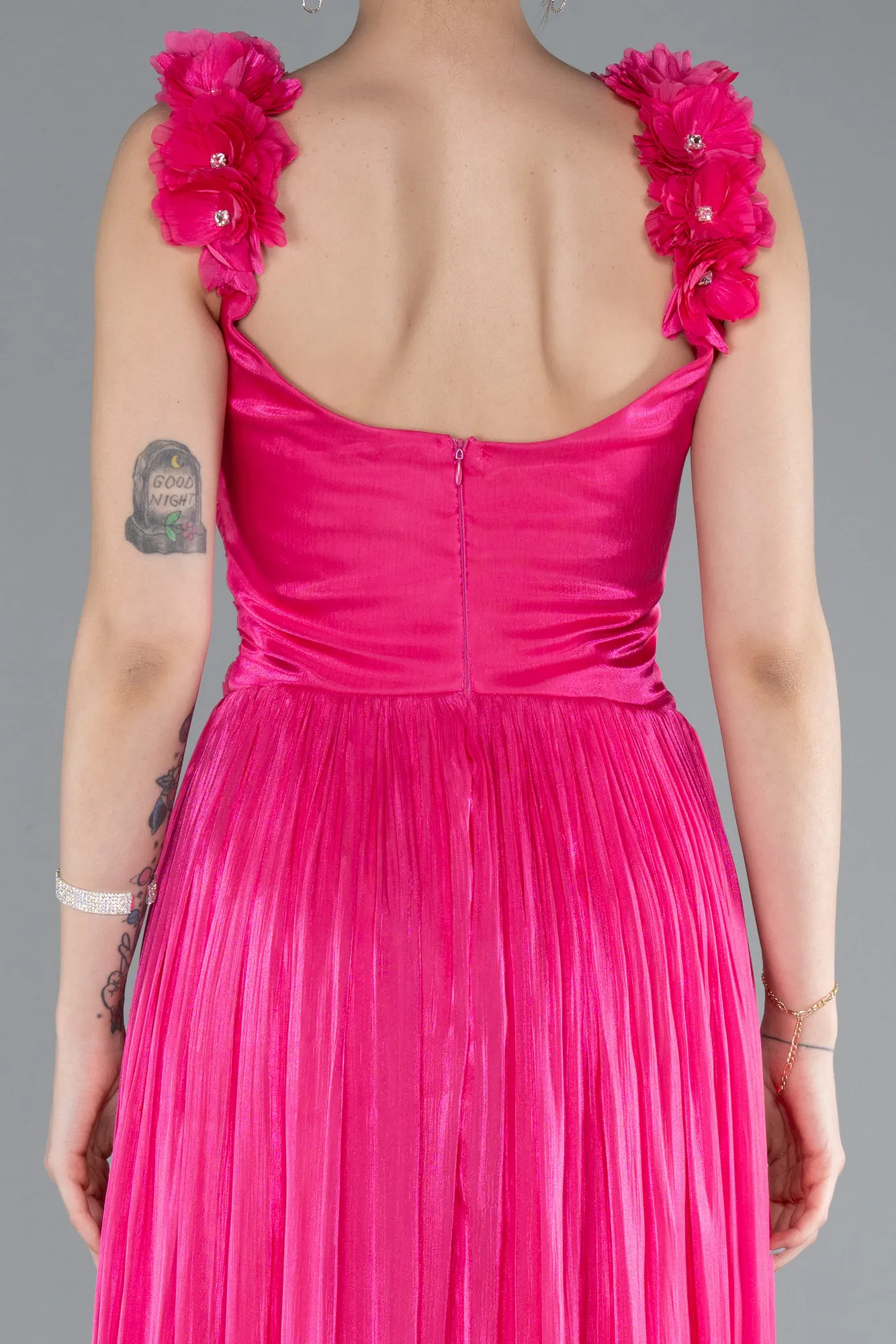 Fuchsia-Sleeveless Long Chiffon Evening Dress ABU4810