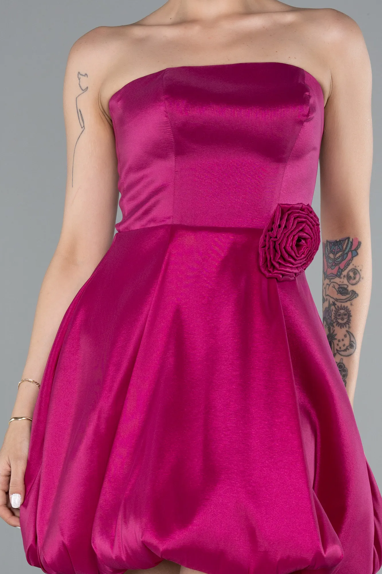 Fuchsia-Strapless Balloon Skirt Short Prom Dress ABK2360