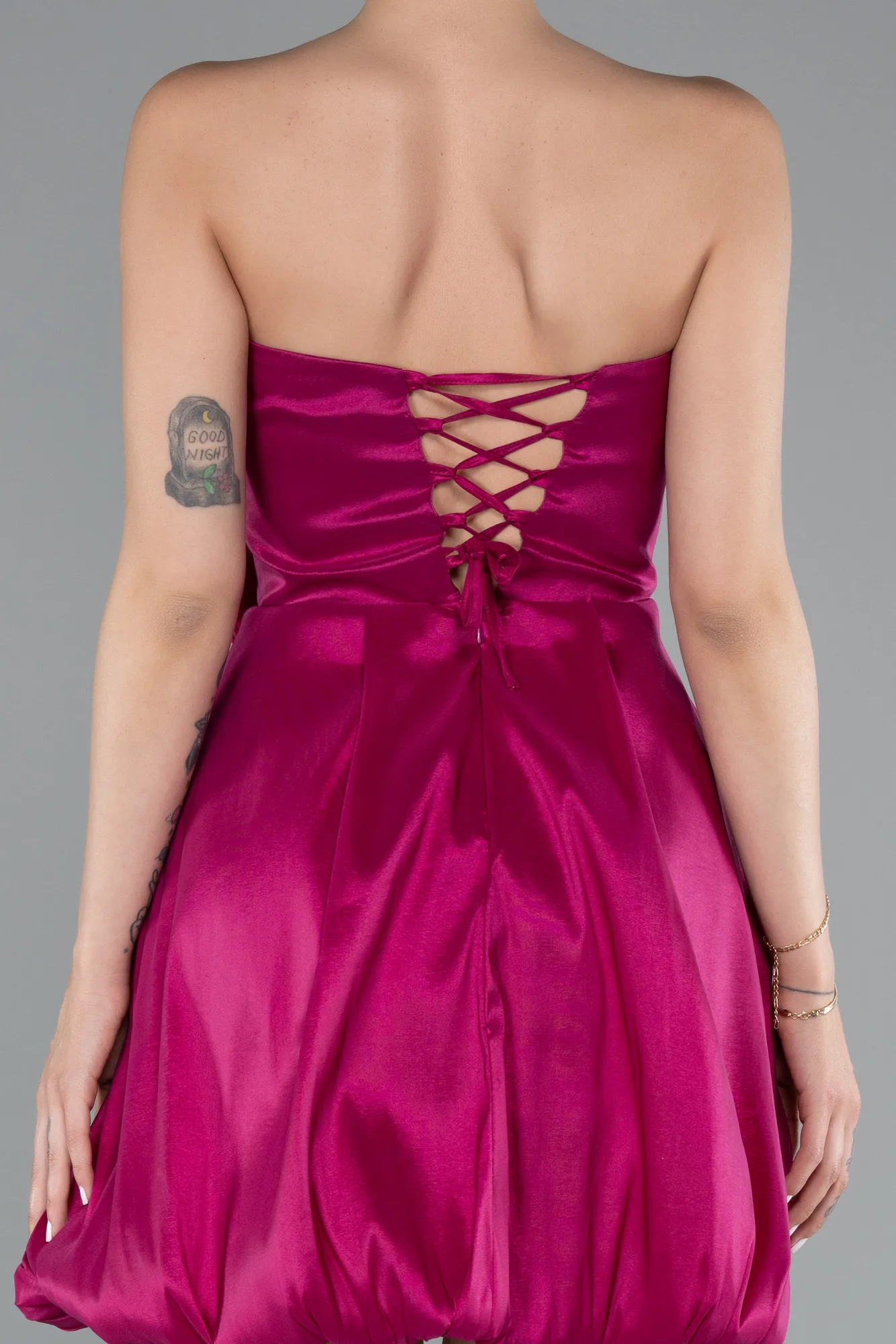Fuchsia-Strapless Balloon Skirt Short Prom Dress ABK2360