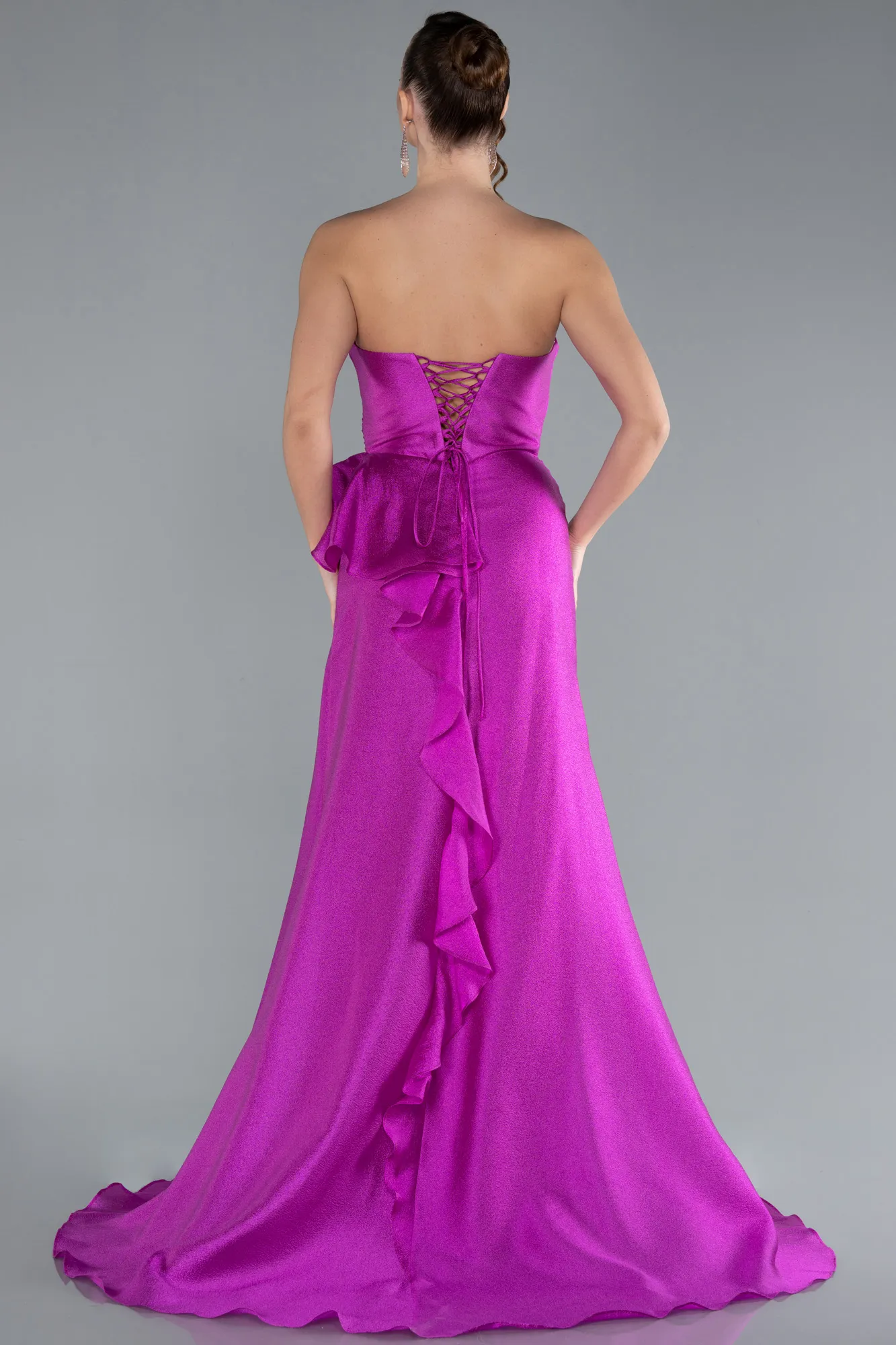 Fuchsia-Strapless Slit Long Evening Gown ABU4724