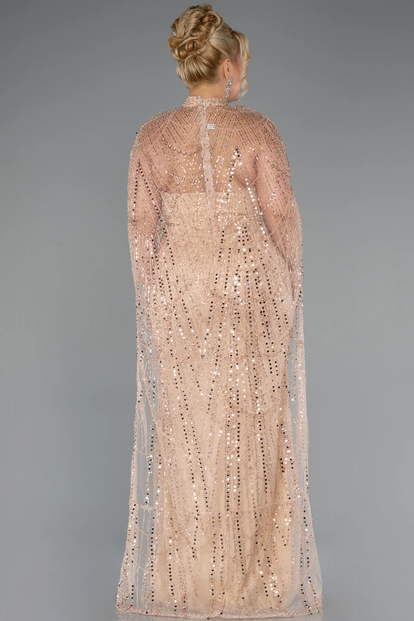 Gold-Long Beaded Plus Size Wedding Dress ABU5328