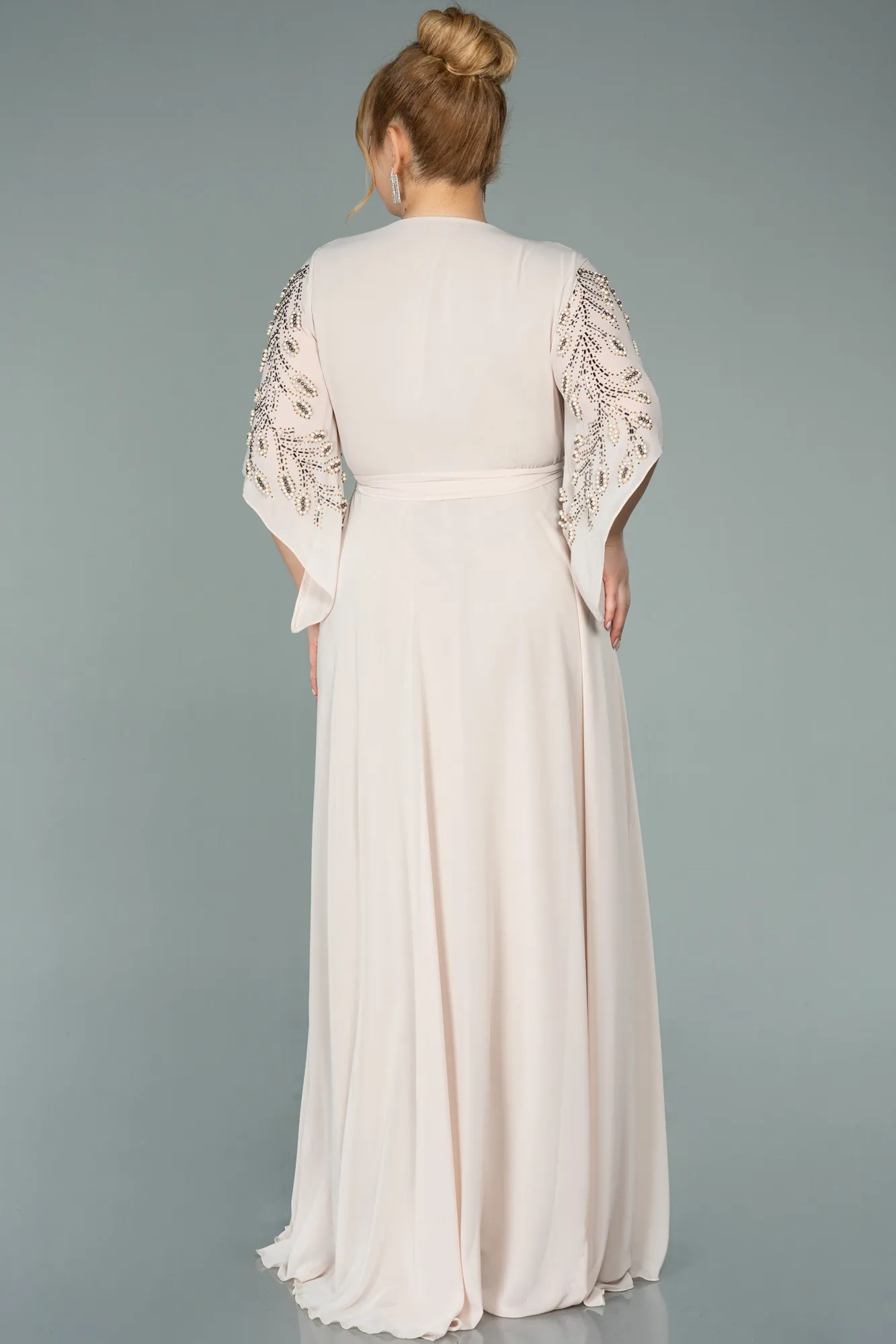 Gold-Long Chiffon Plus Size Evening Dress ABU2071