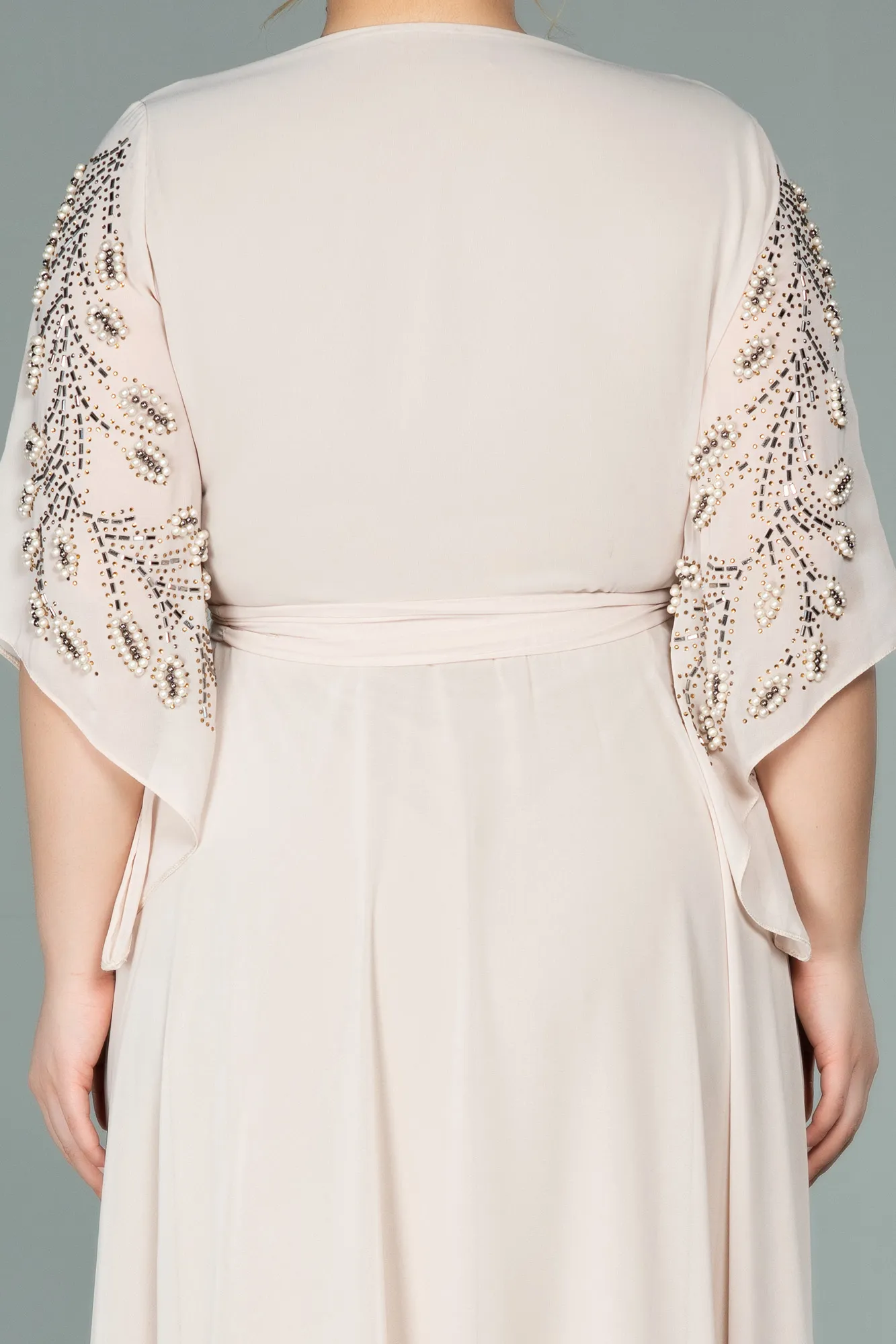 Gold-Long Chiffon Plus Size Evening Dress ABU2071