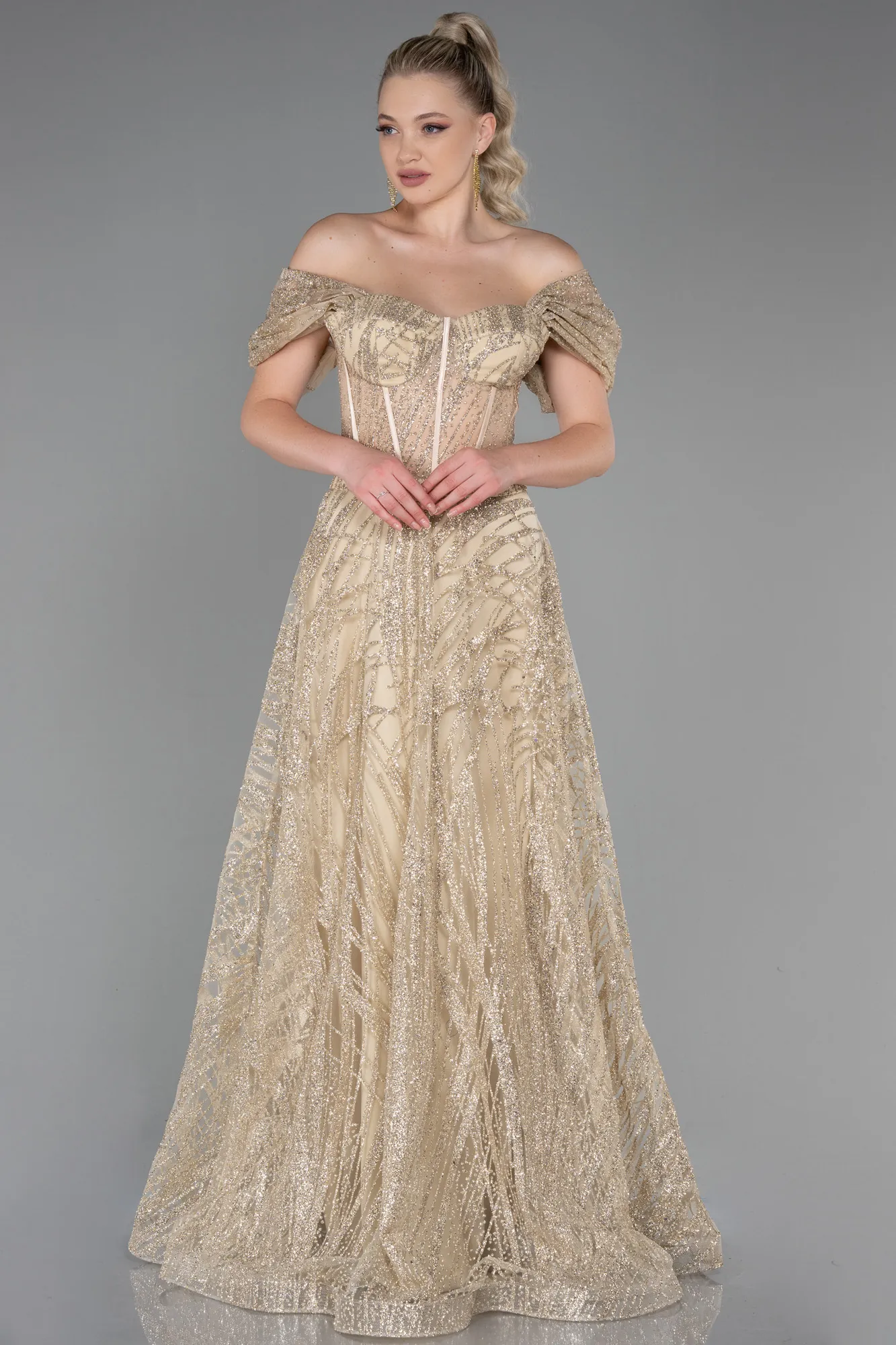 Gold-Long Evening Dress ABU3261