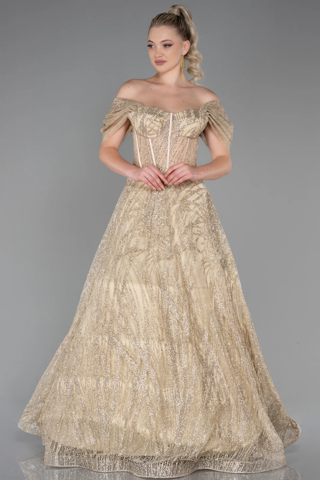 Gold-Long Evening Dress ABU3261