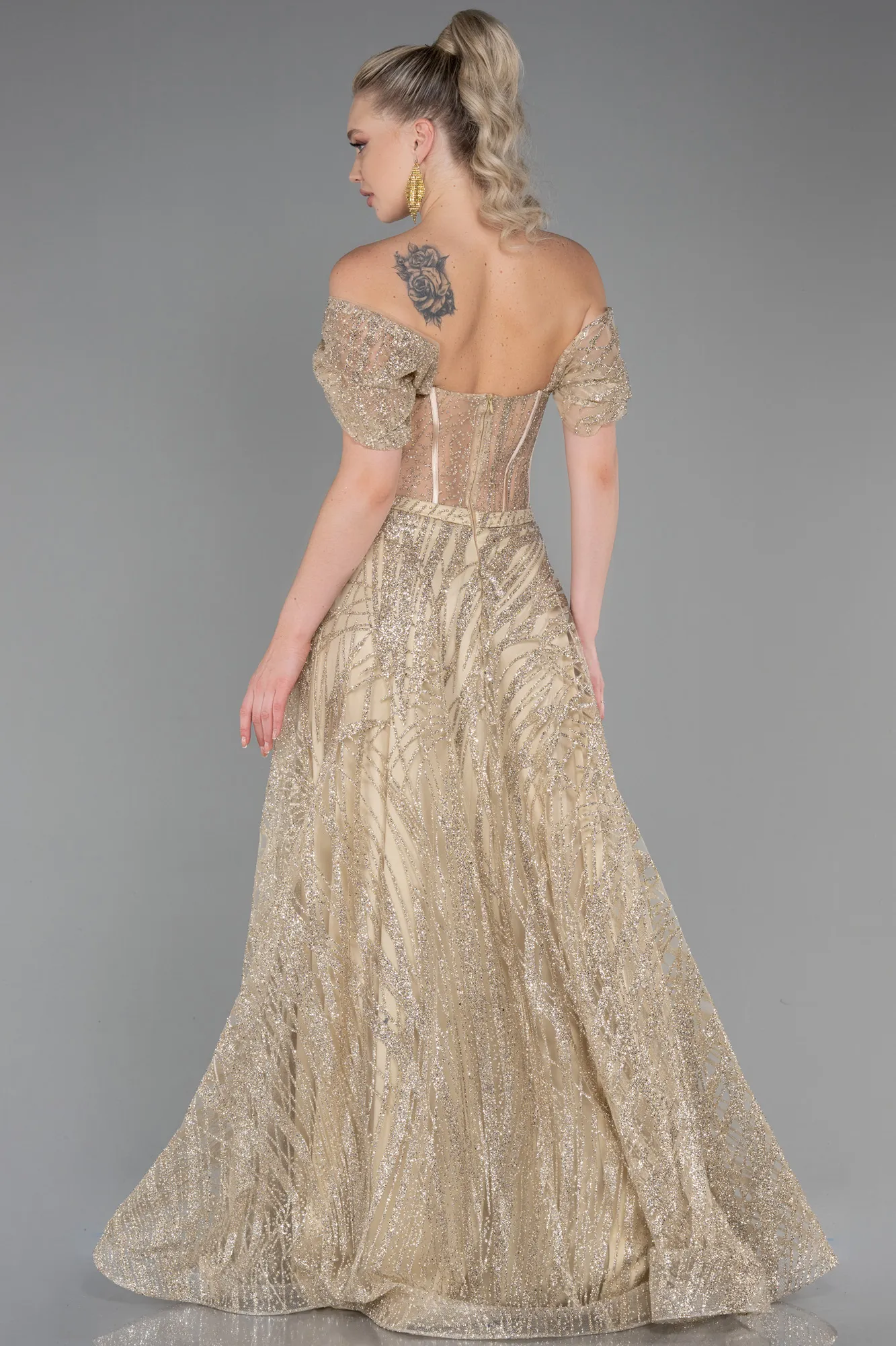 Gold-Long Evening Dress ABU3261