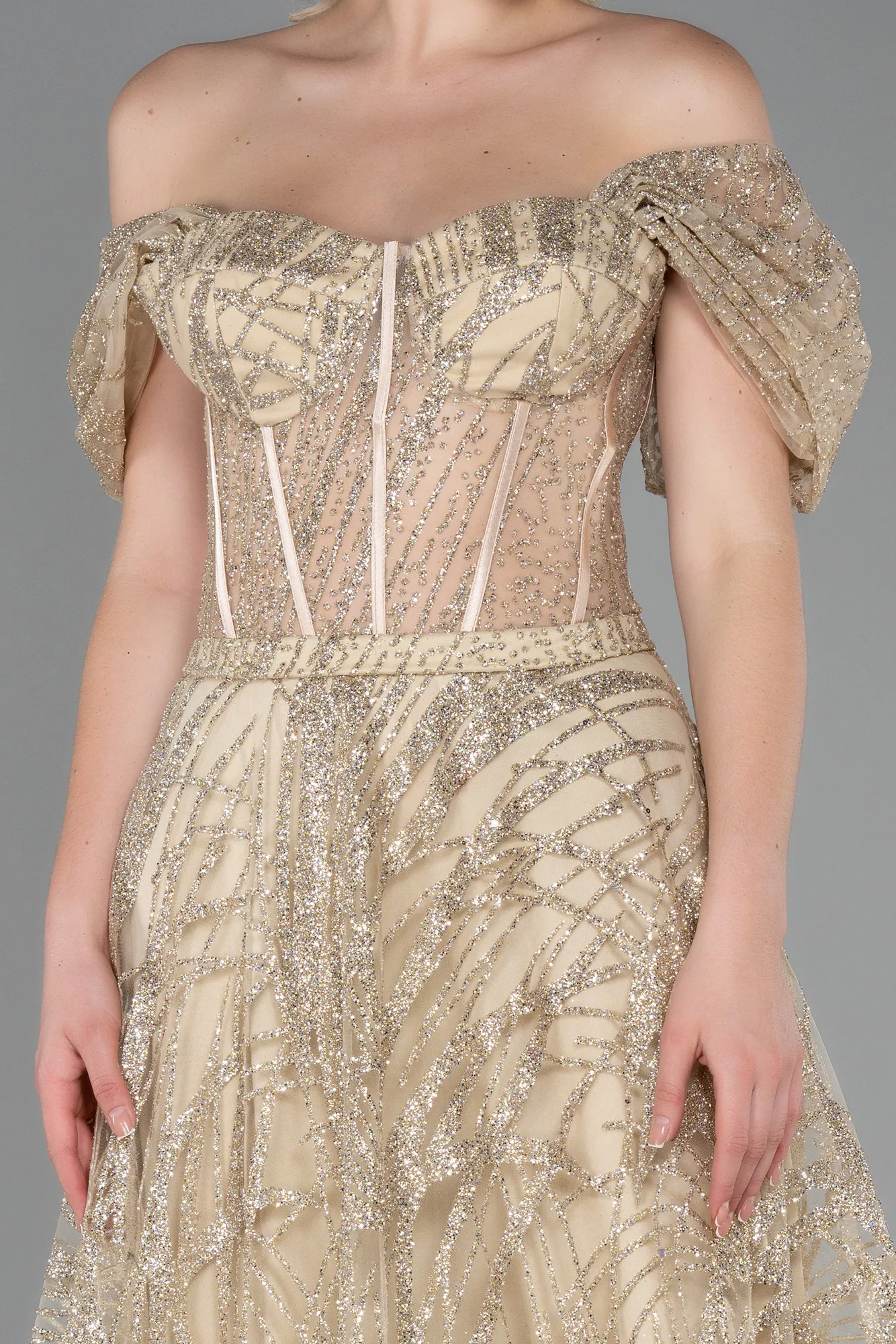 Gold-Long Evening Dress ABU3261