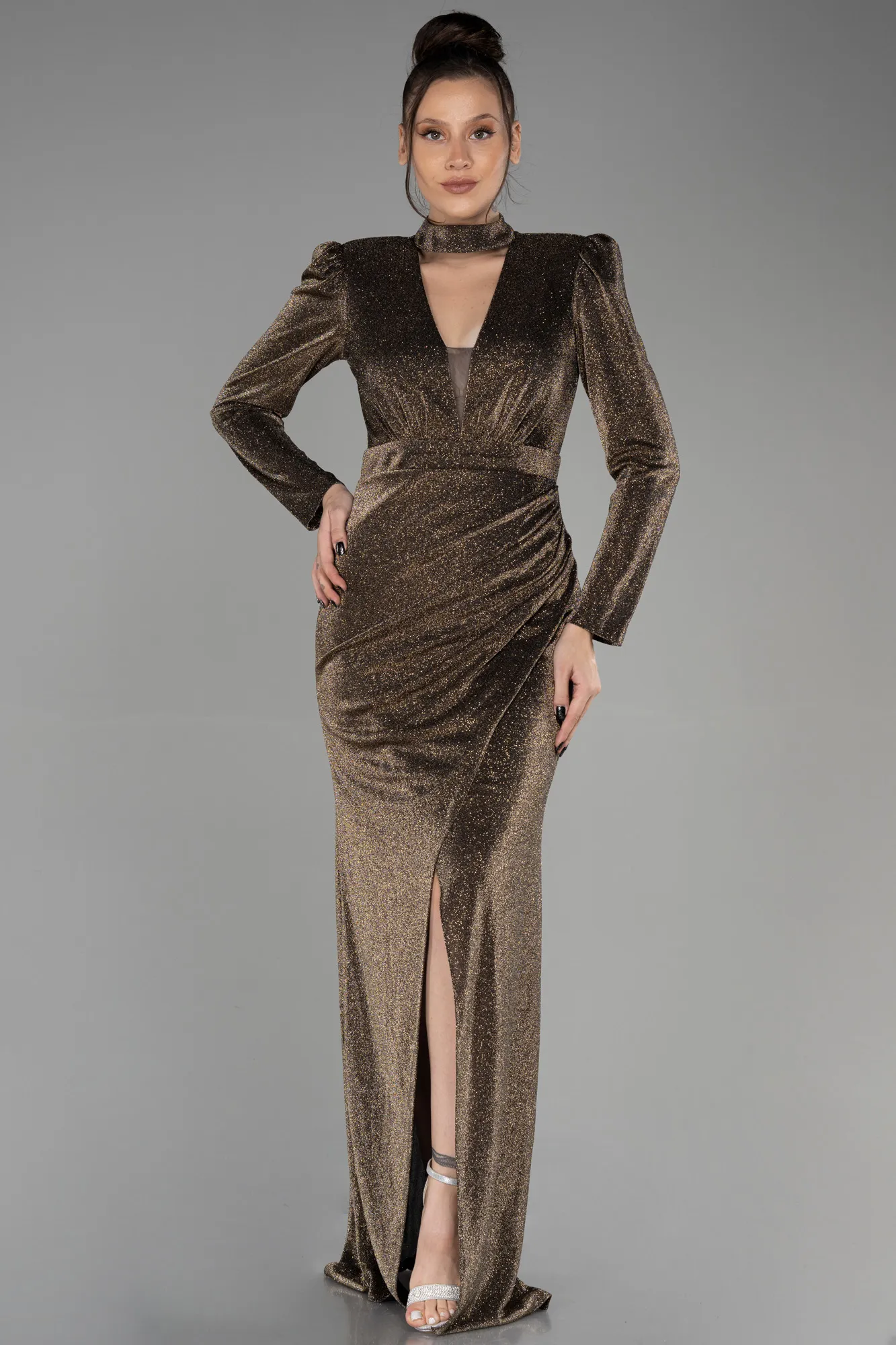 Gold-Long Evening Dress ABU3359