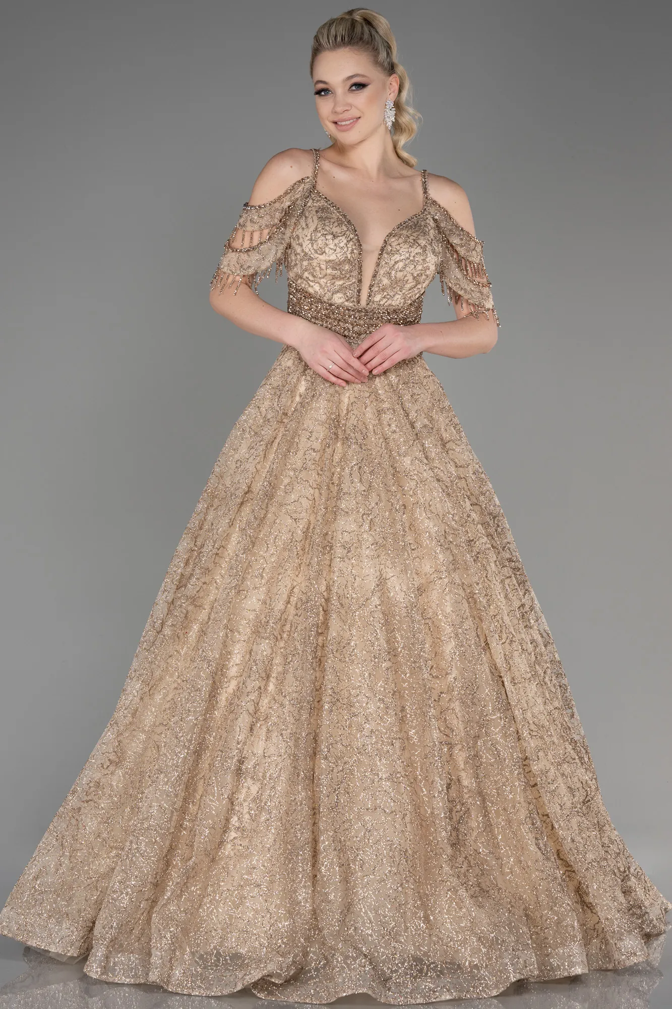 Gold-Long Evening Dress ABU3708