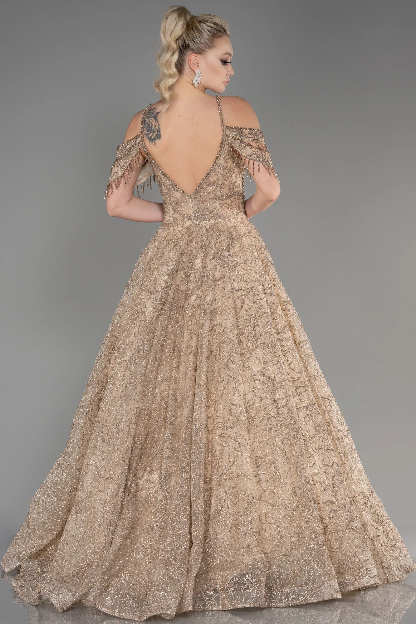 Gold-Long Evening Dress ABU3708