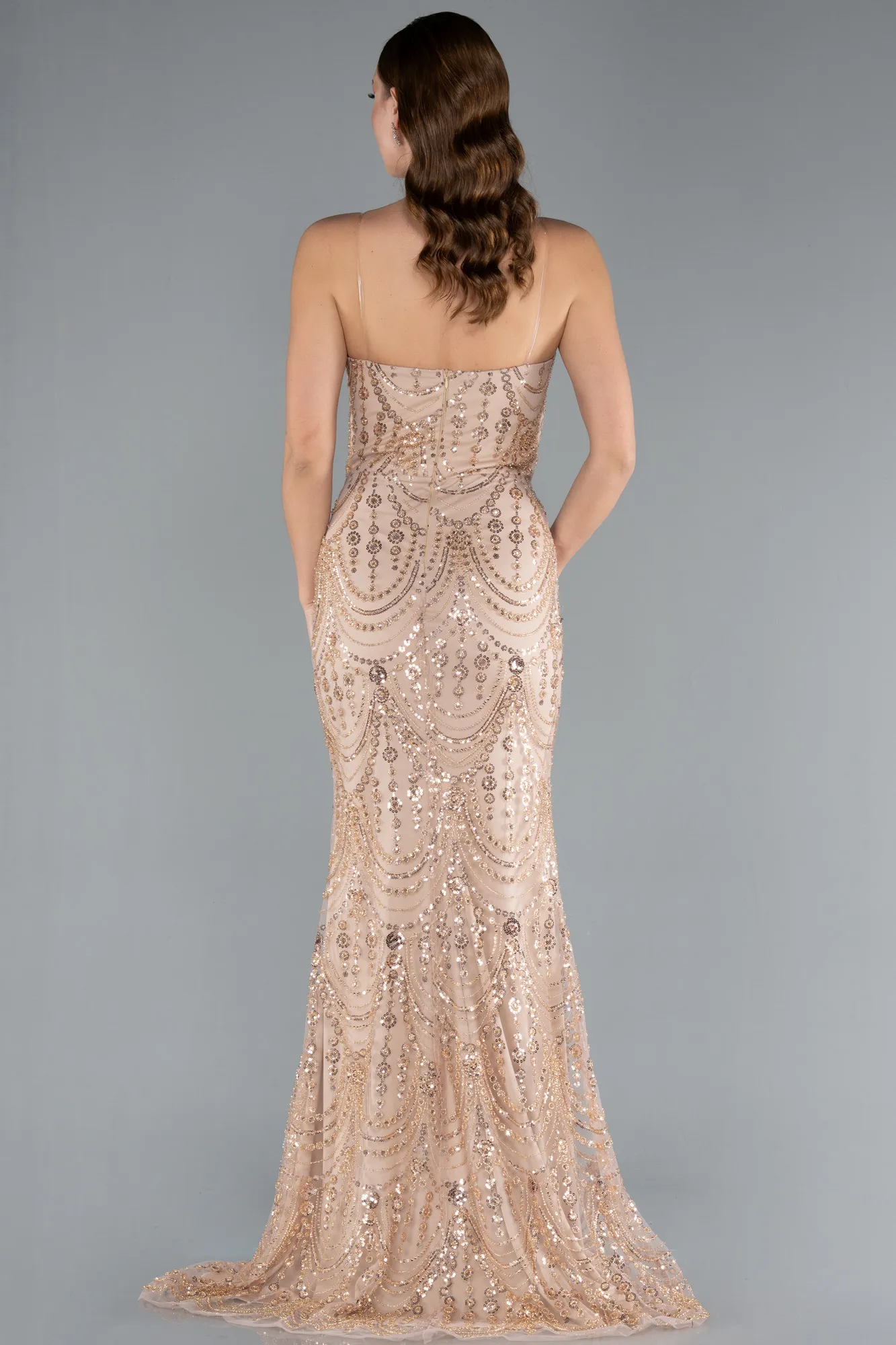 Gold-Long Evening Dress ABU4907