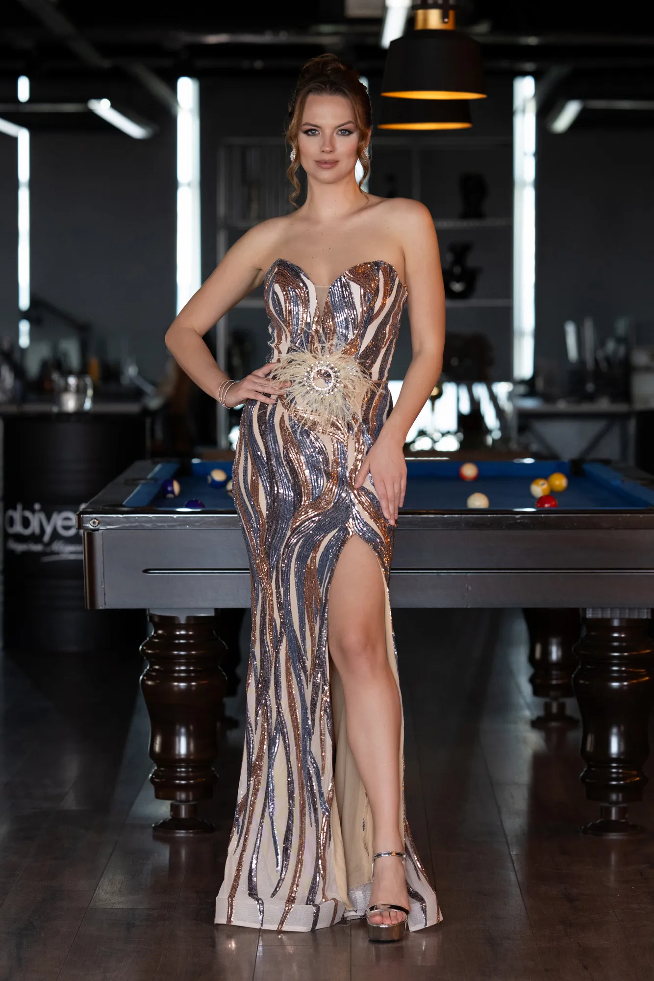 Gold-Long Evening Dress ABU5024