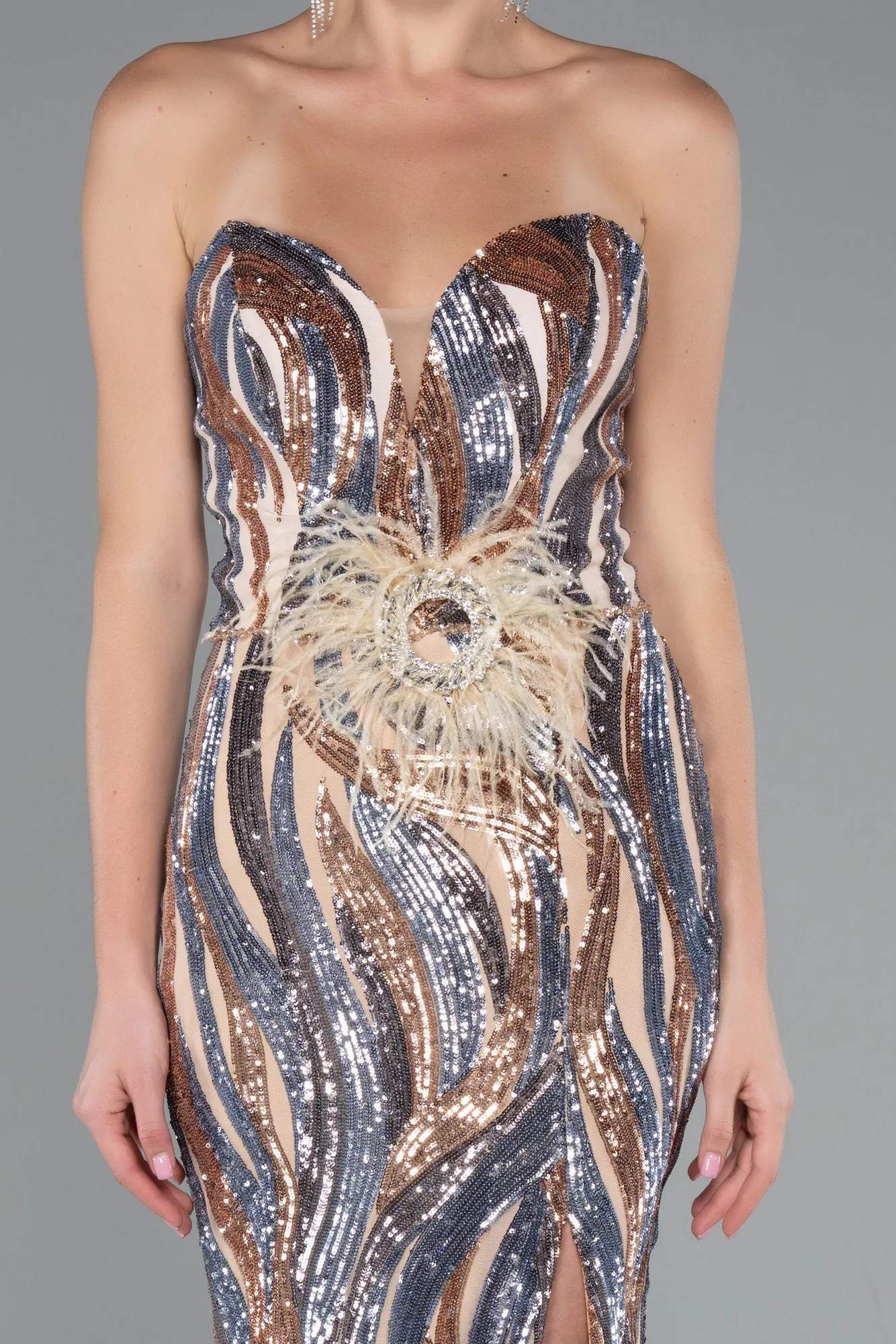 Gold-Long Evening Dress ABU5024