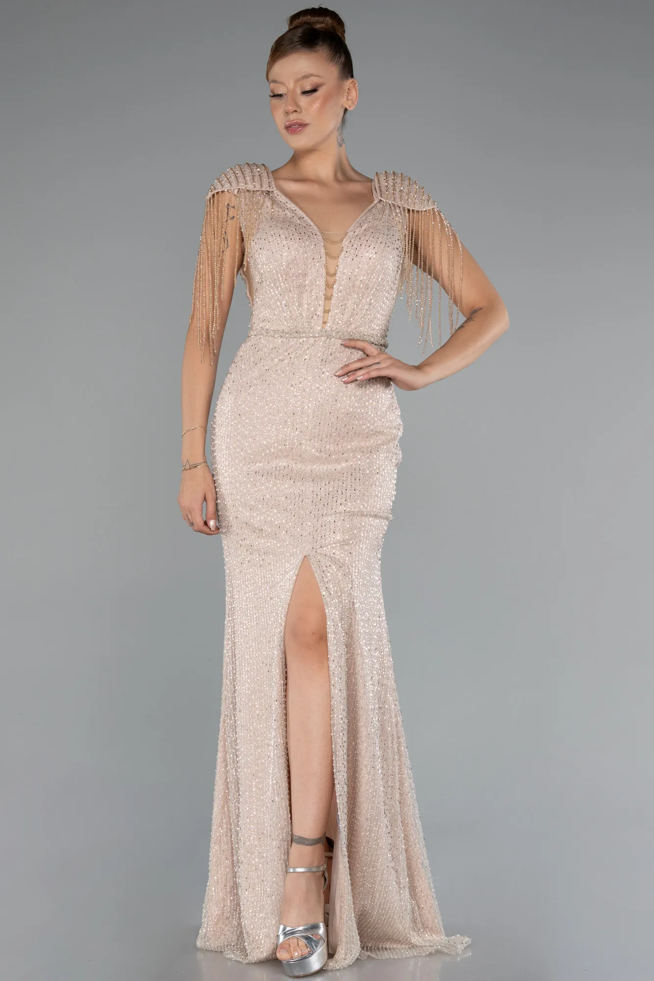 Gold-Long Evening Dress ABU5132