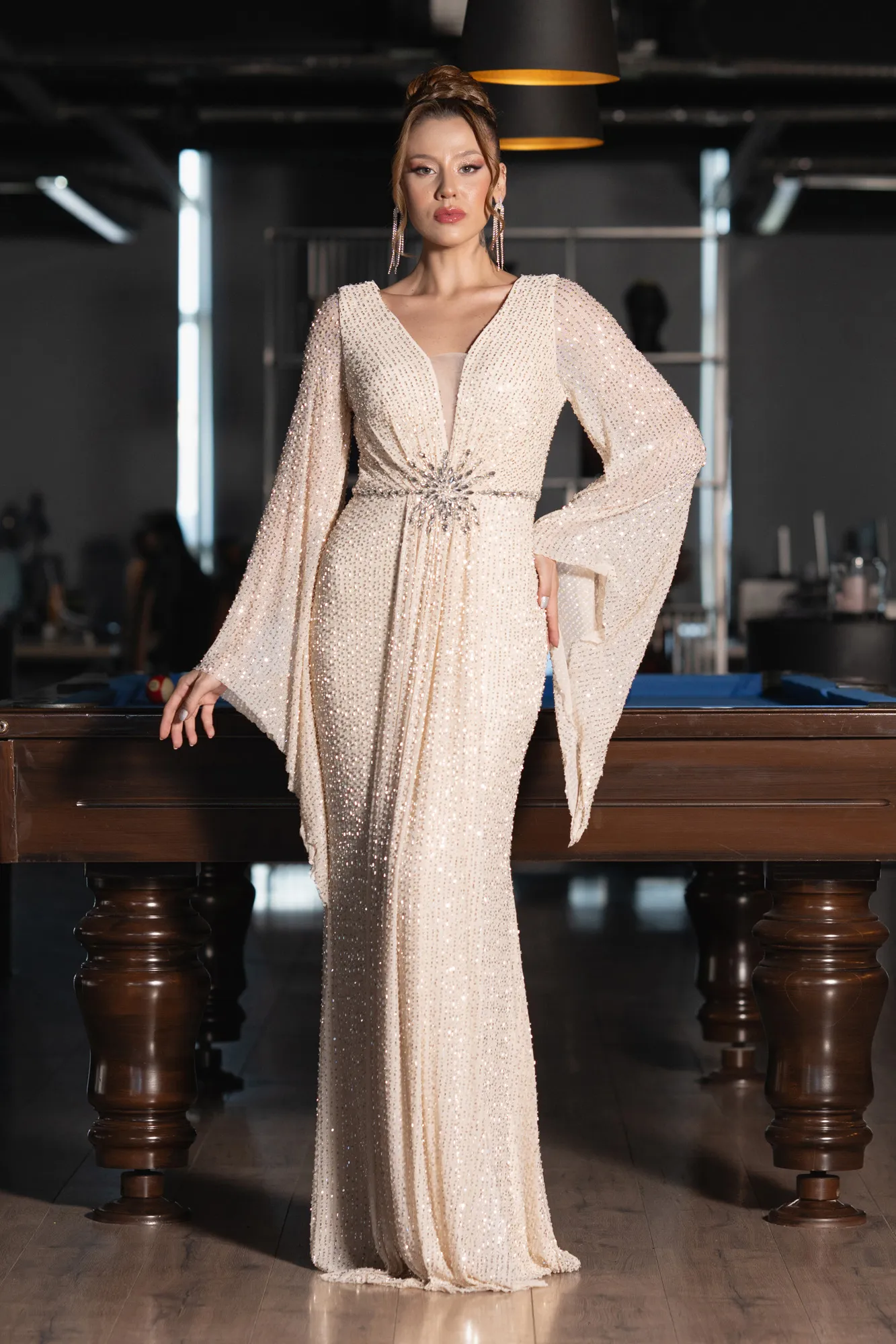 Gold-Long Evening Dress ABU5289