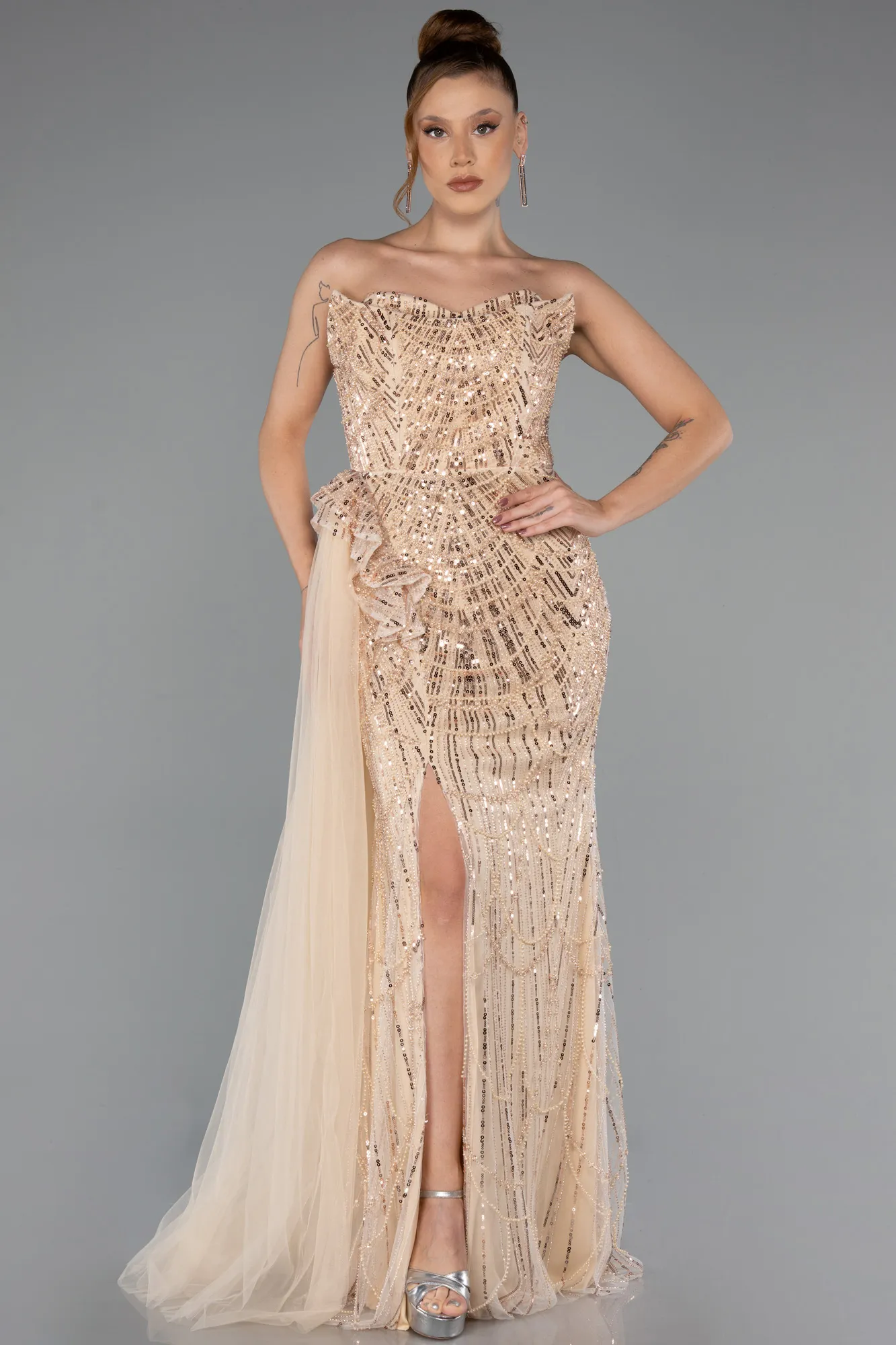 Gold-Long Evening Dress ABU5586