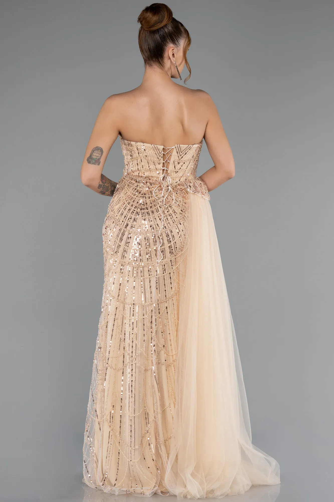 Gold-Long Evening Dress ABU5586