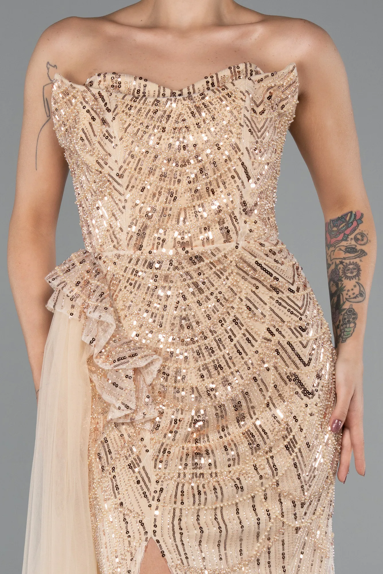 Gold-Long Evening Dress ABU5586