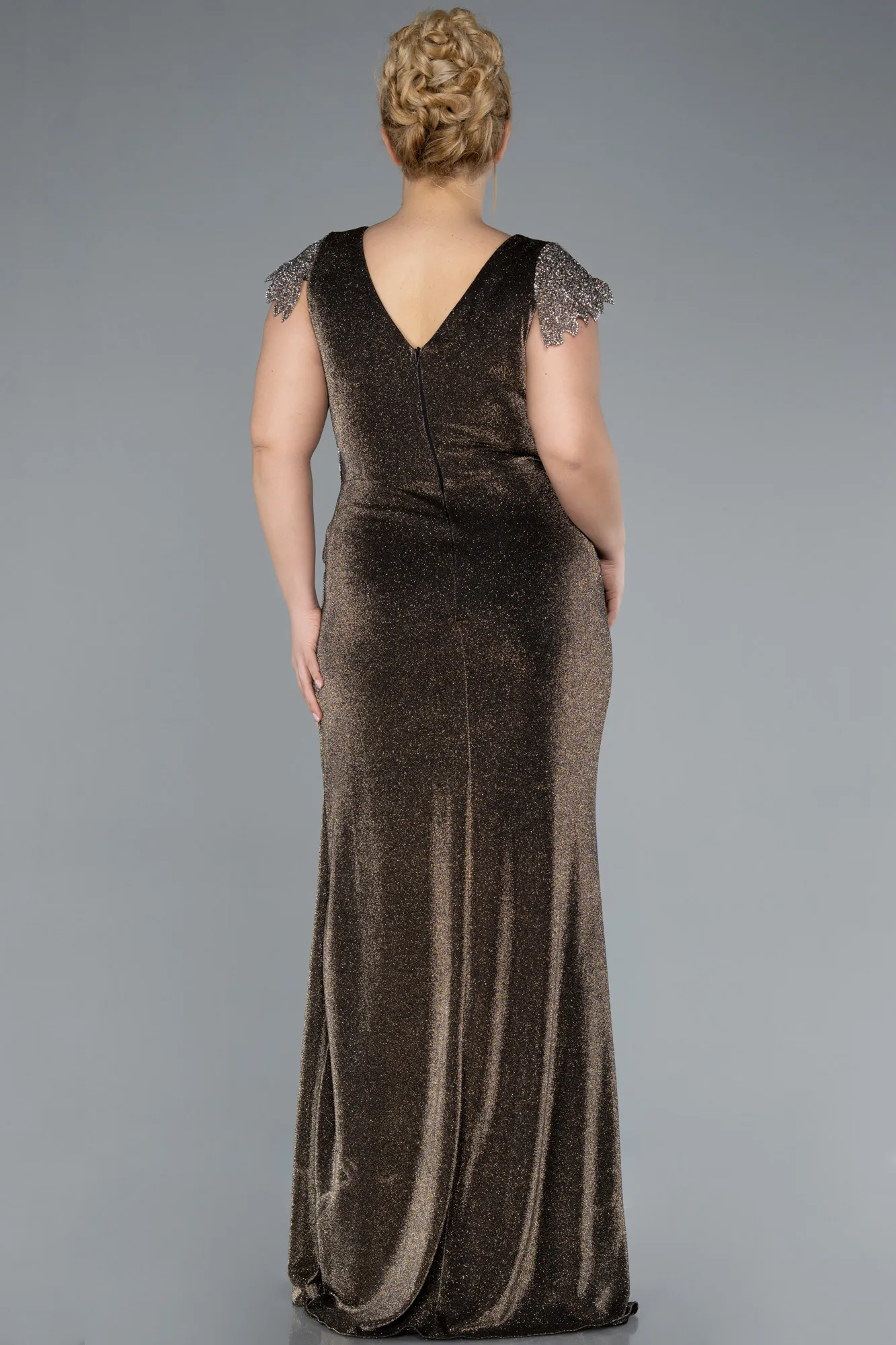 Gold-Long Formal Plus Size Dress ABU4614