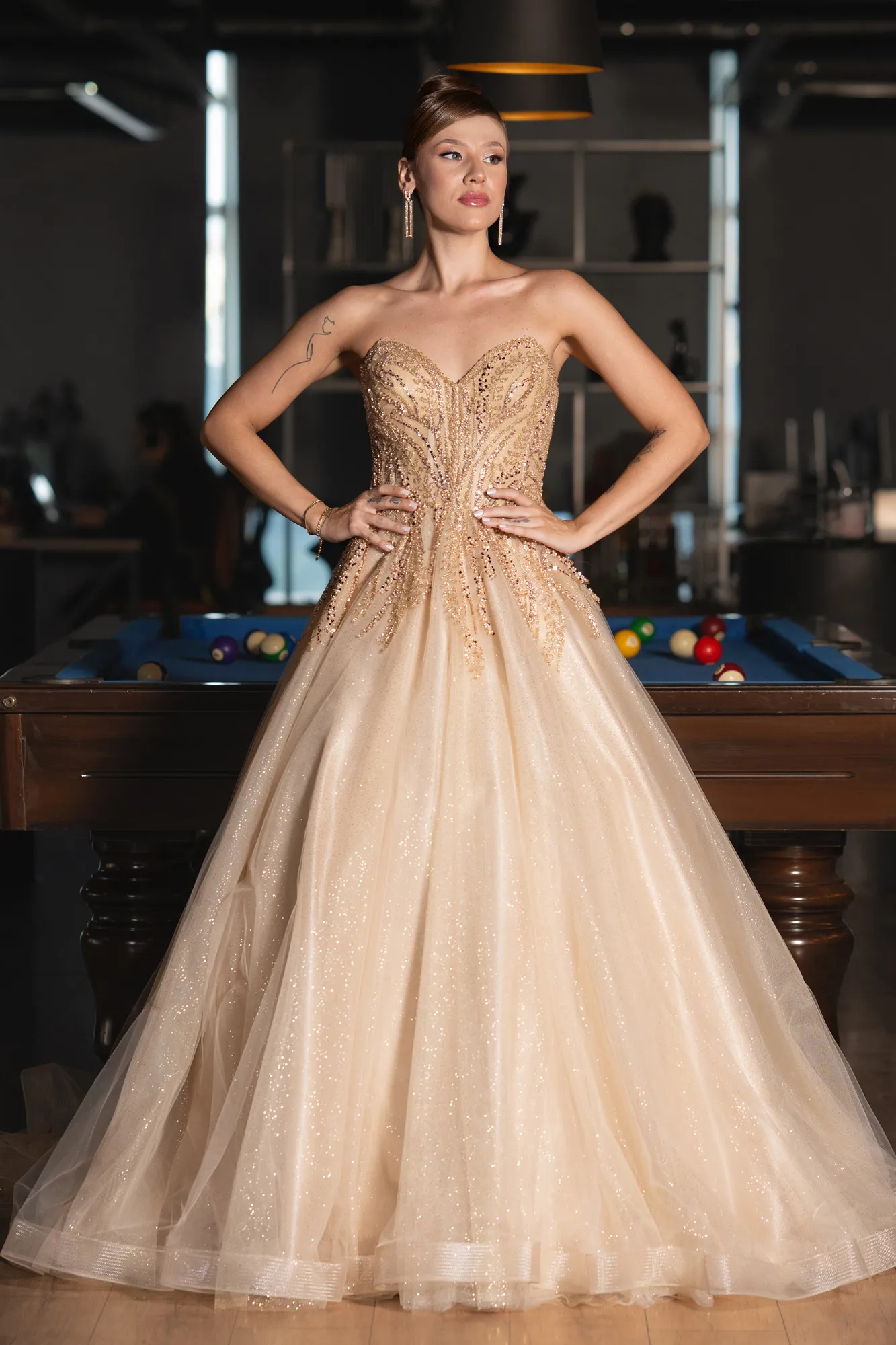 Gold-Long Haute Couture Dress ABU5343
