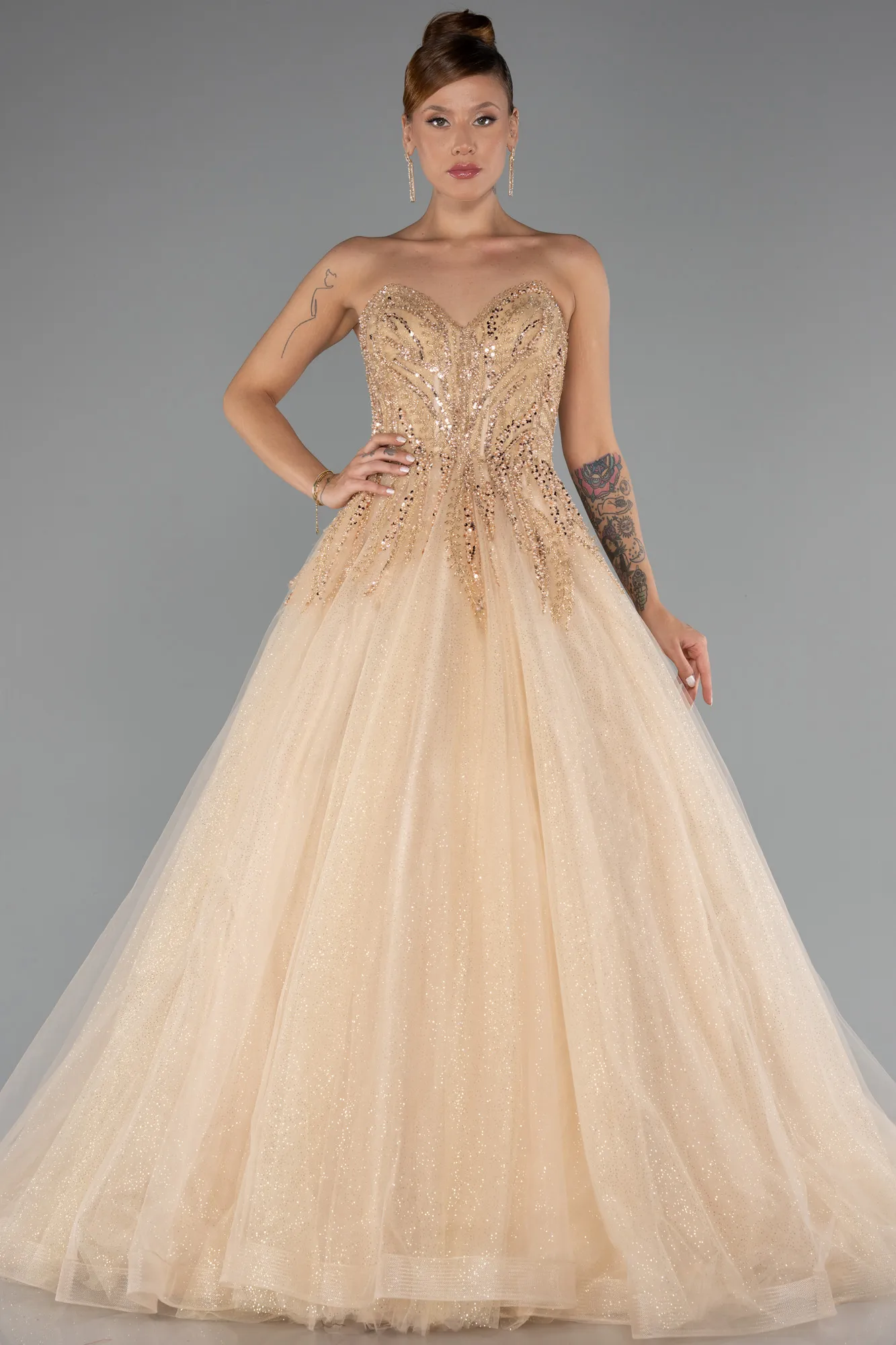 Gold-Long Haute Couture Dress ABU5343