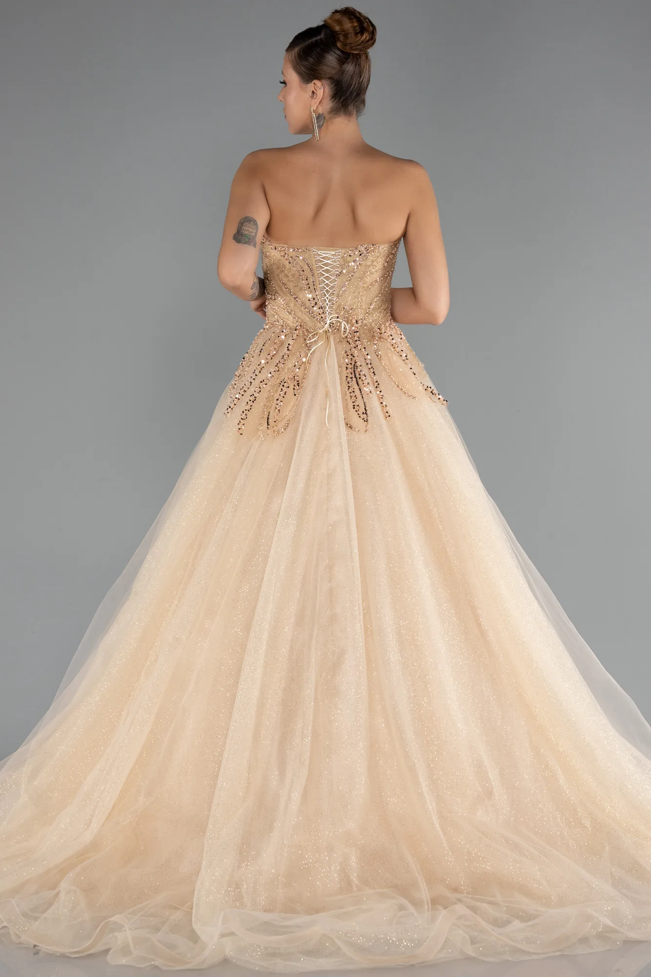 Gold-Long Haute Couture Dress ABU5343